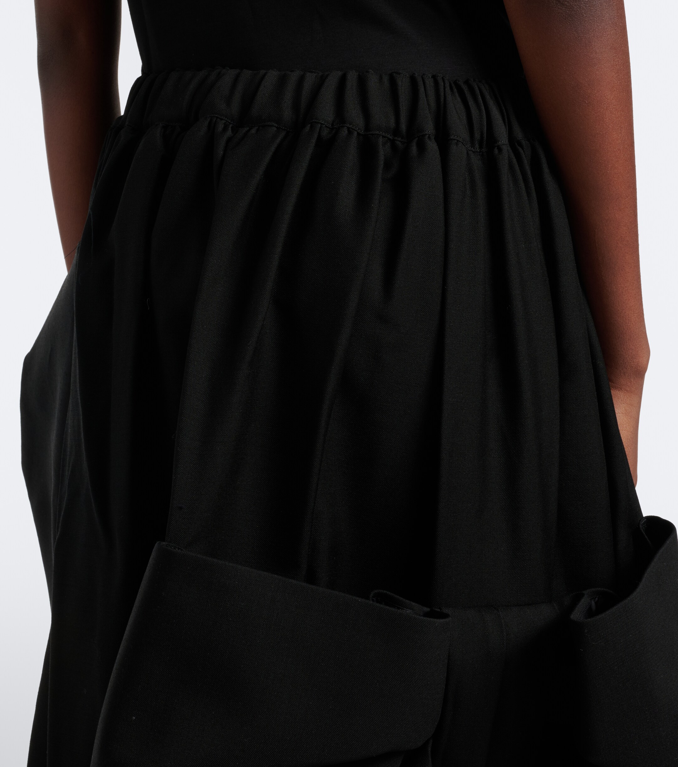 Noir Kei Ninomiya Noir Kei Ninomiya Bow-detail wool and mohair midi skirt