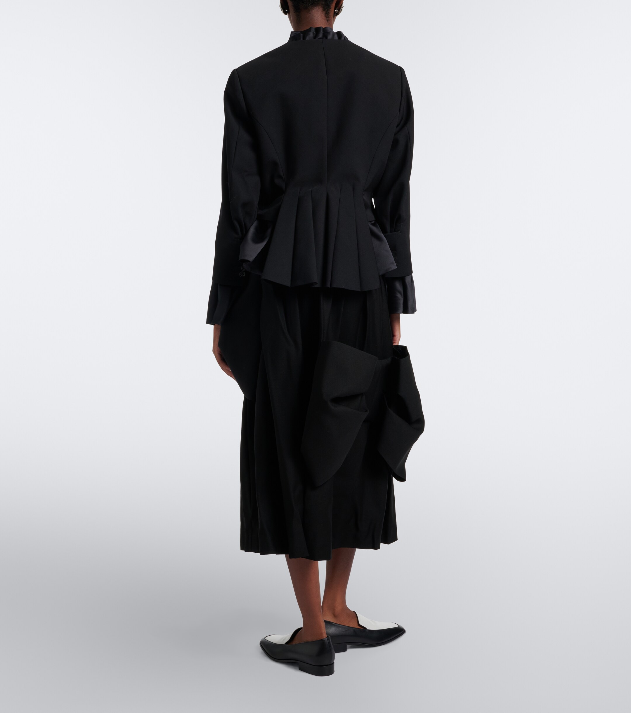 Noir Kei Ninomiya Noir Kei Ninomiya Bow-detail wool and mohair midi skirt