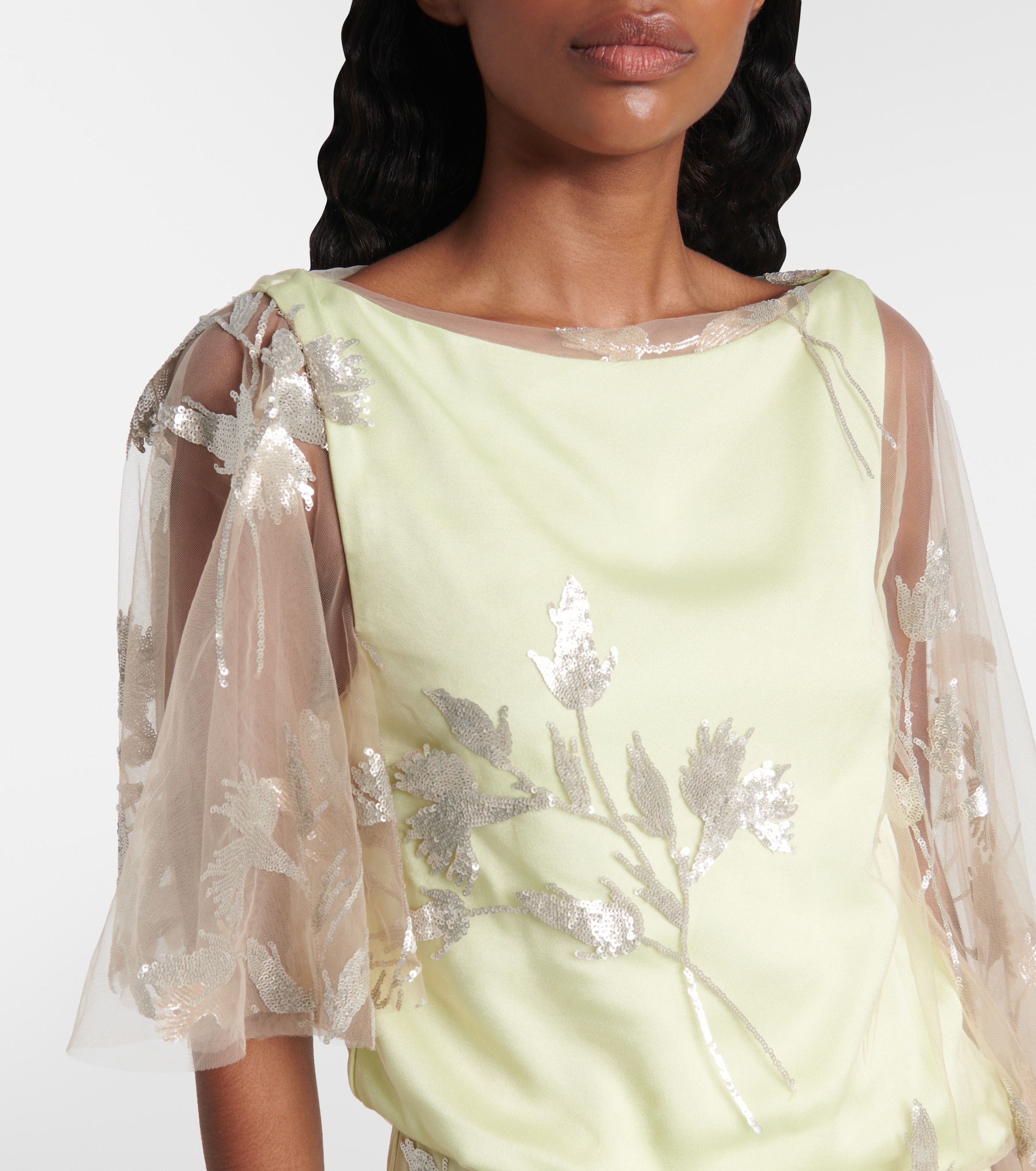 Erdem - Sequined draped cady and tulle gown | Plush