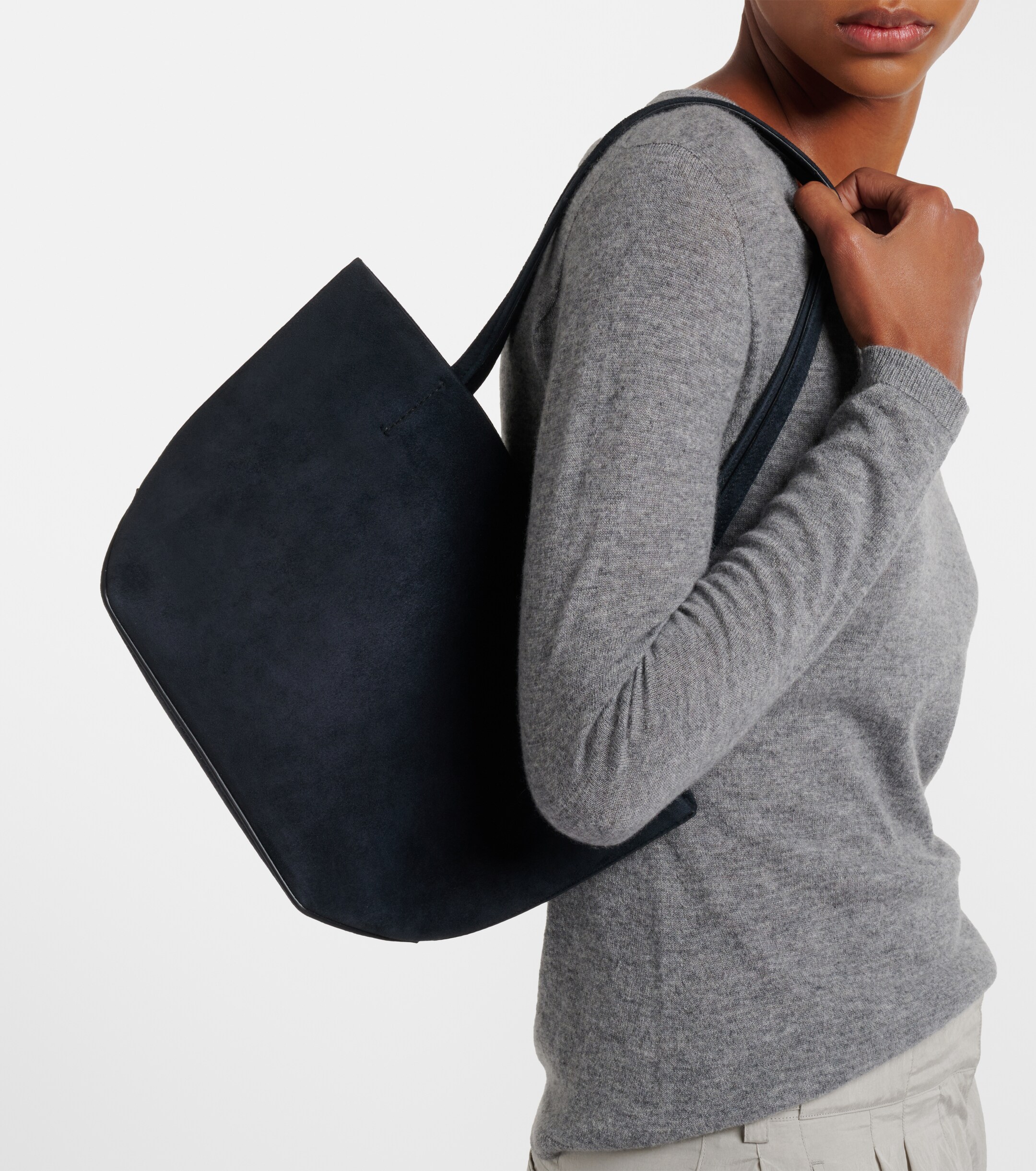 The Row Park Edge Medium suede tote bag