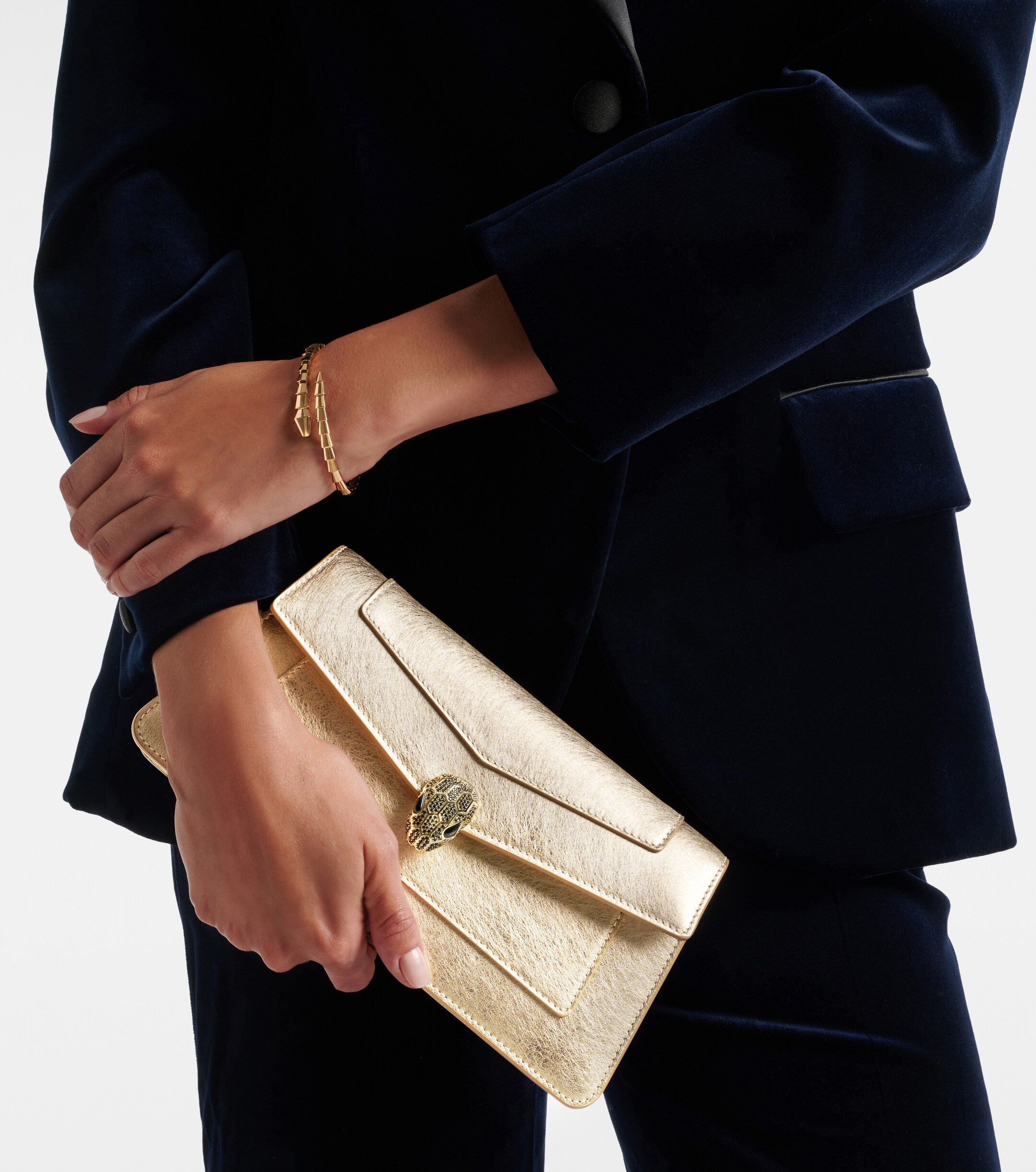 Bvlgari Serpenti Forever metallic leather clutch thumbnail
