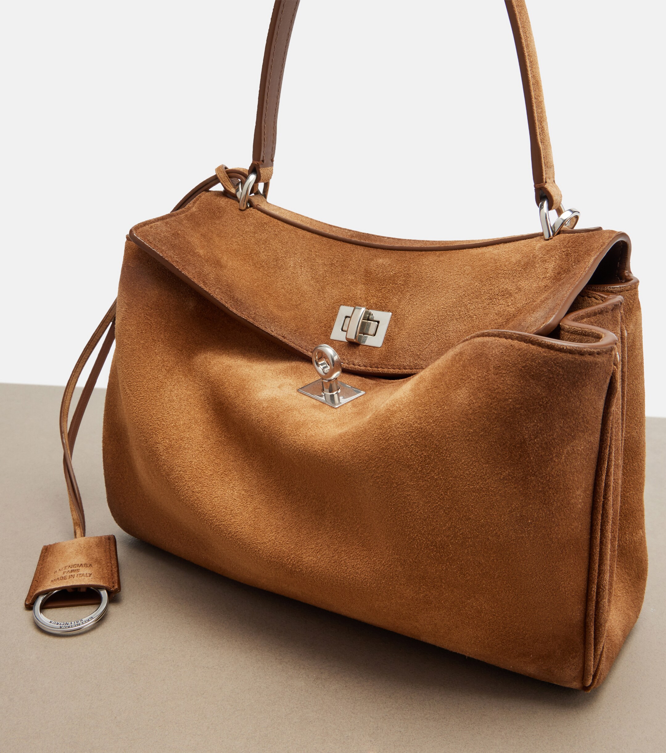Balenciaga Rodeo Small suede top-handle bag