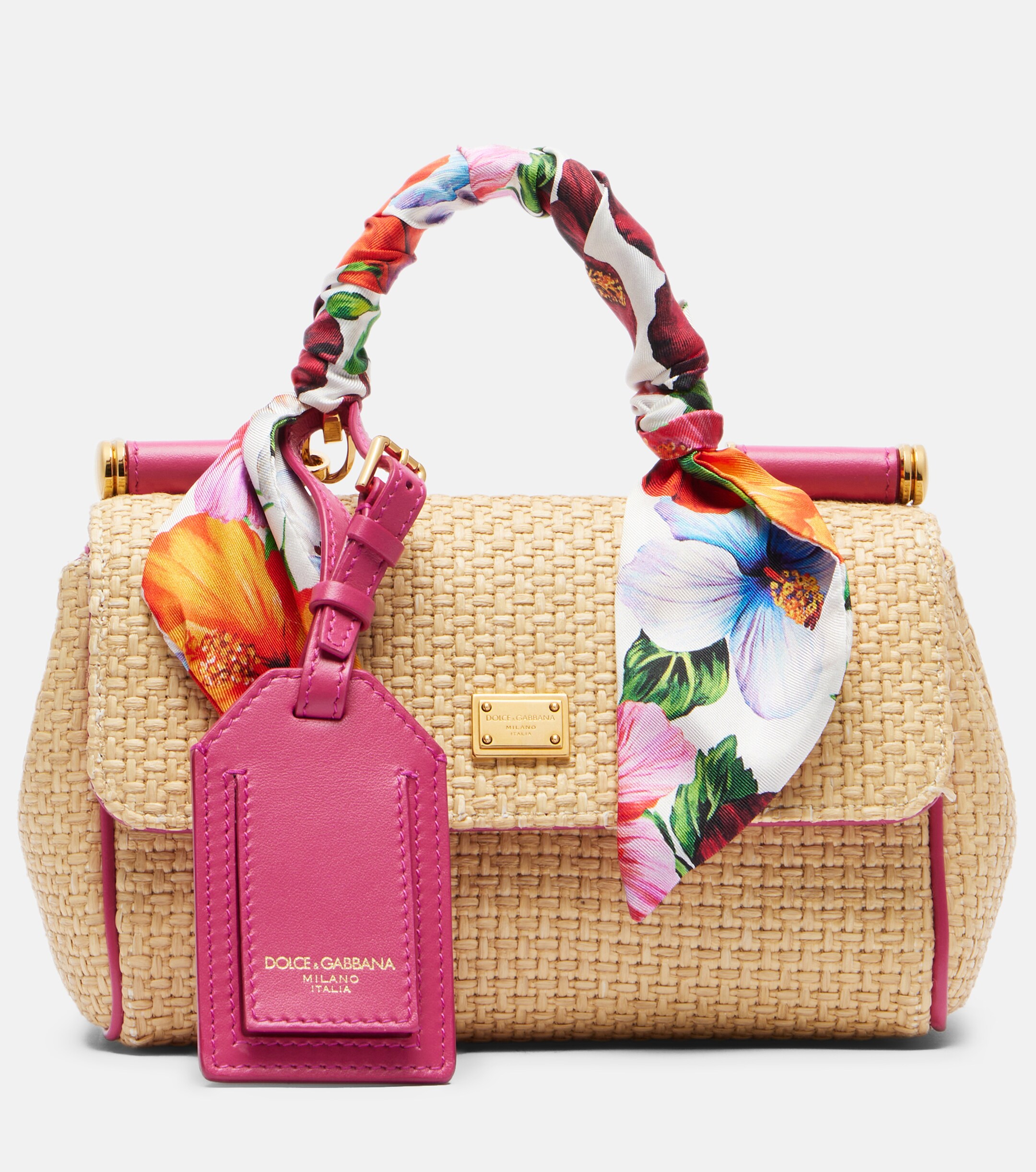 Dolce&Gabbana Sicily Small raffia-effect top-handle bag