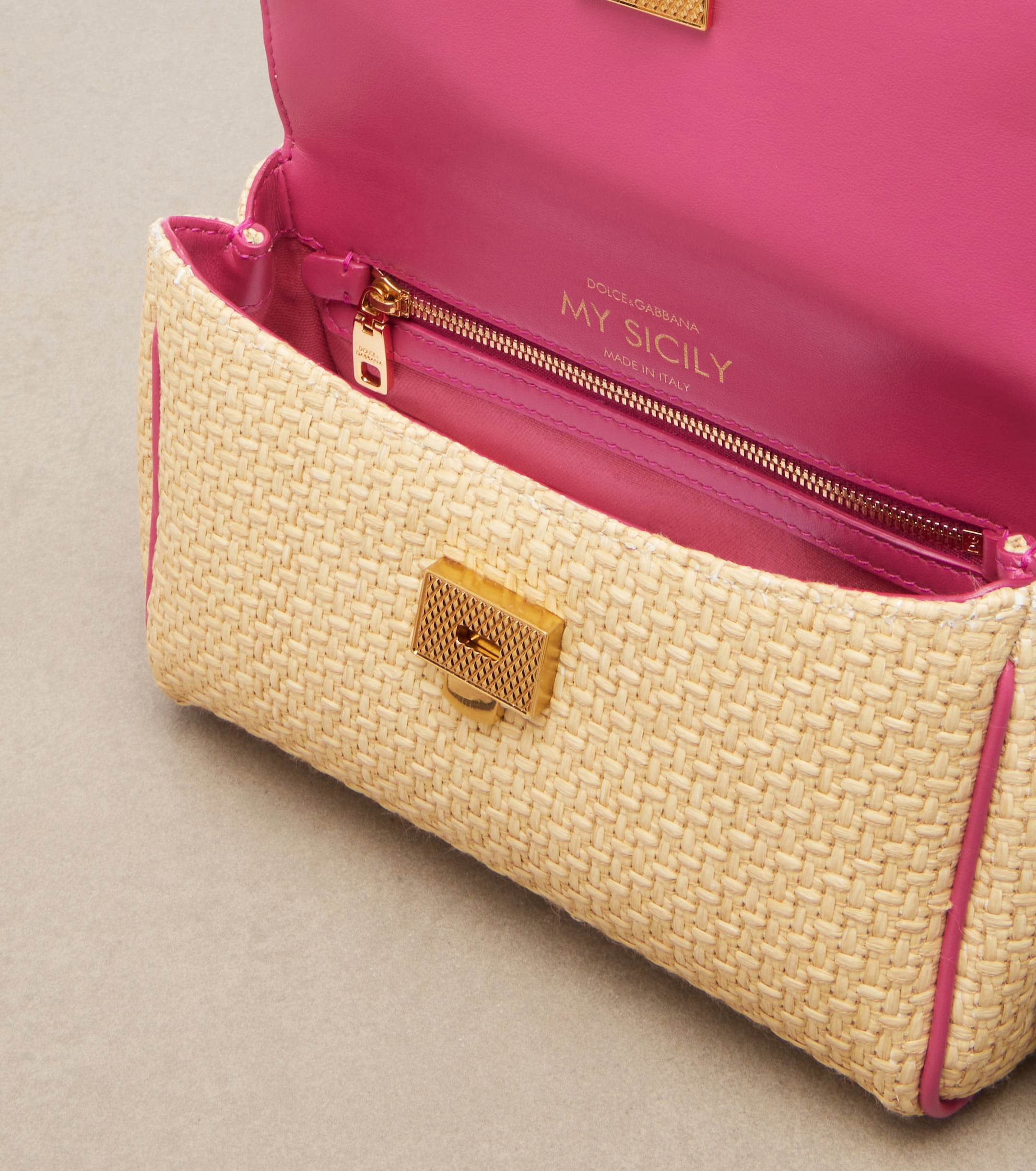 Dolce&Gabbana Sicily Small raffia-effect top-handle bag