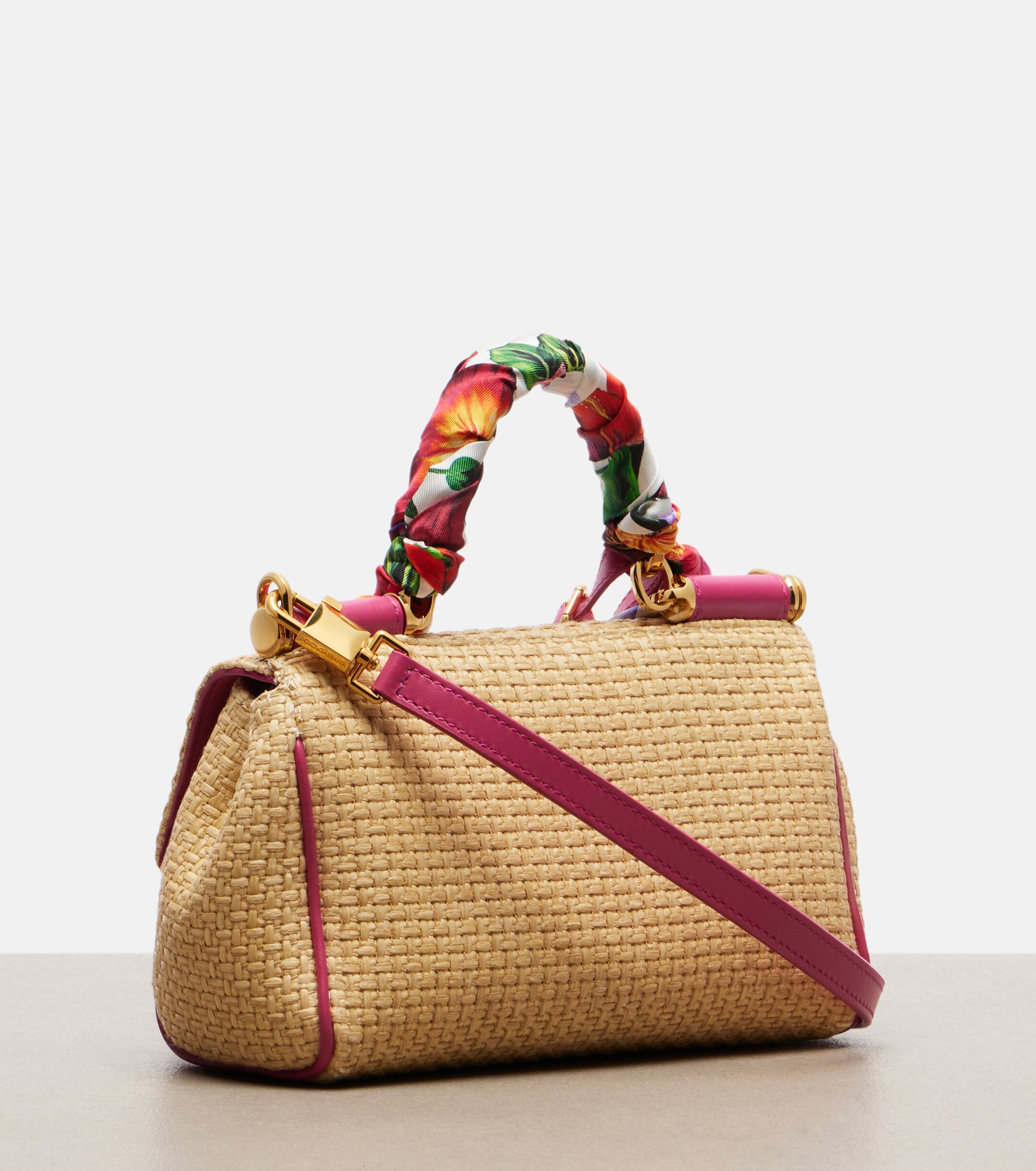 Dolce&Gabbana Sicily Small raffia-effect top-handle bag