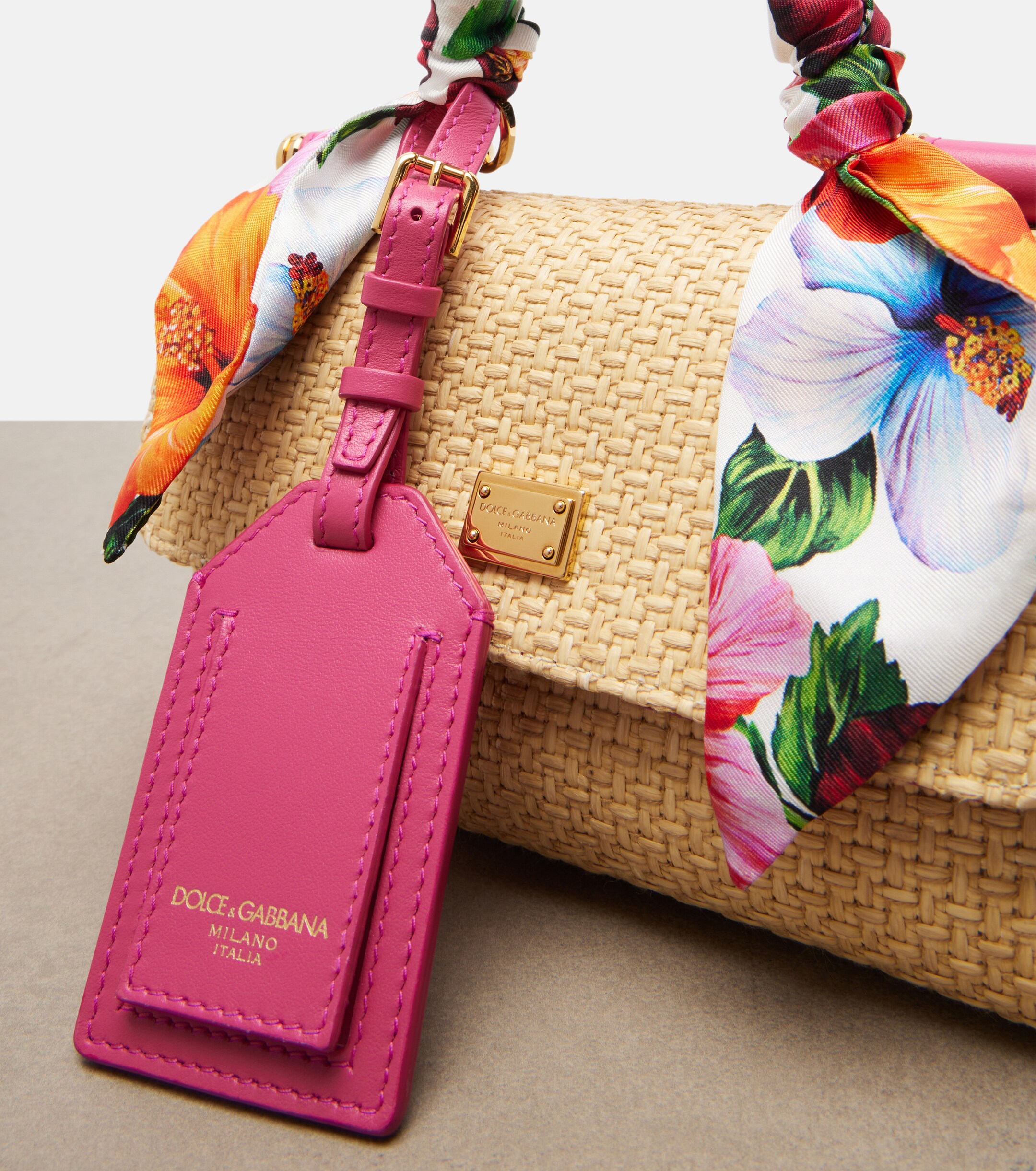 Dolce&Gabbana Sicily Small raffia-effect top-handle bag