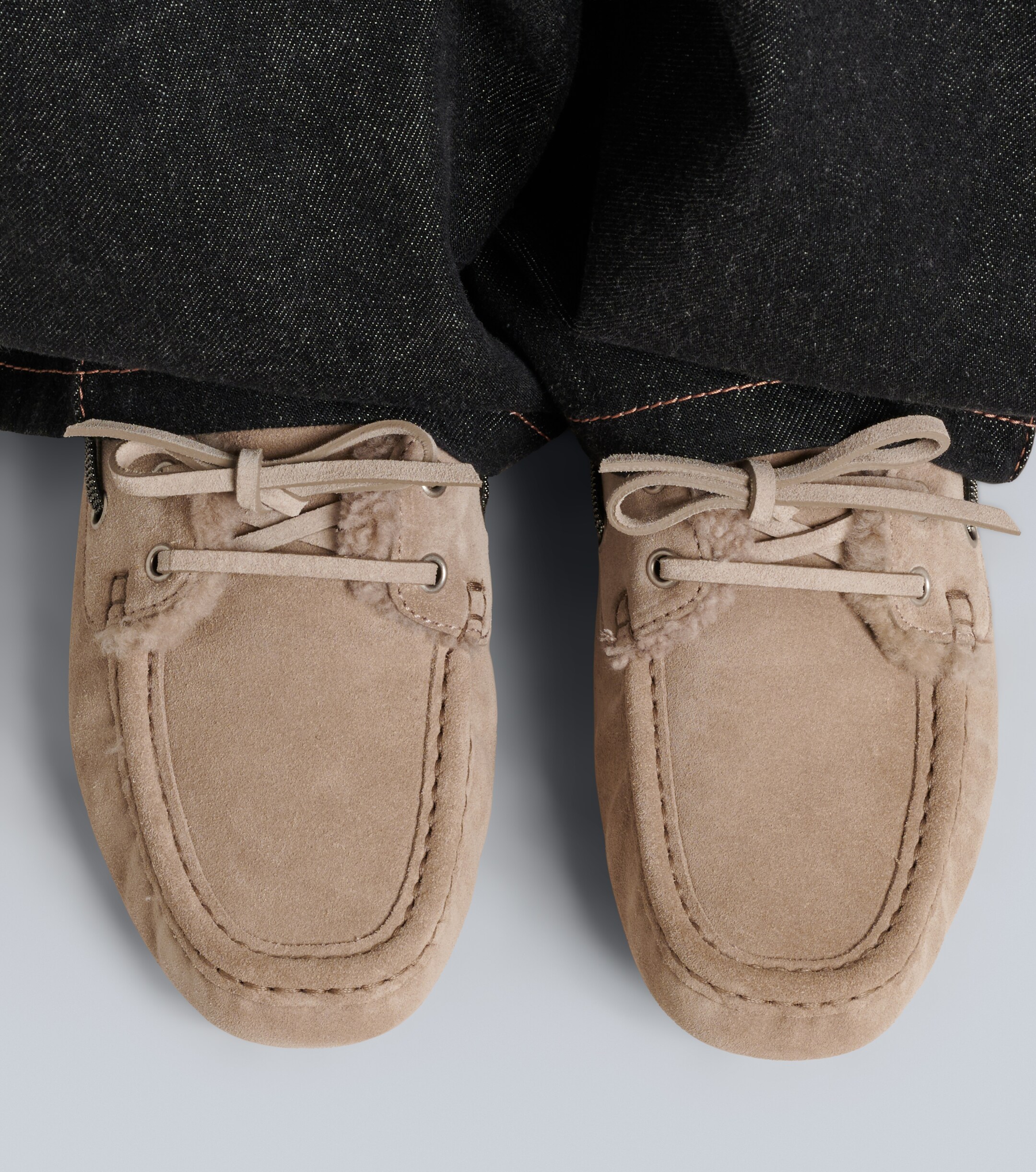 Brunello Cucinelli Brunello Cucinelli Monili shearling-lined suede boat shoes