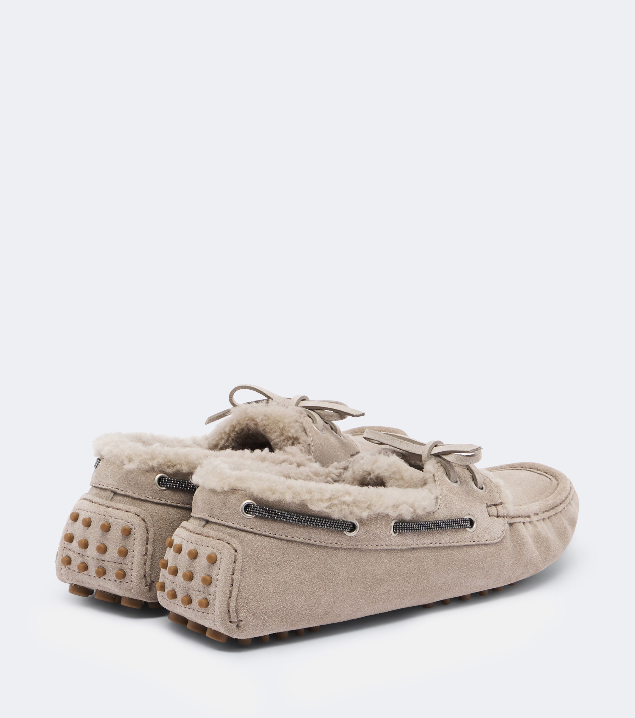 Brunello Cucinelli Brunello Cucinelli Monili shearling-lined suede boat shoes