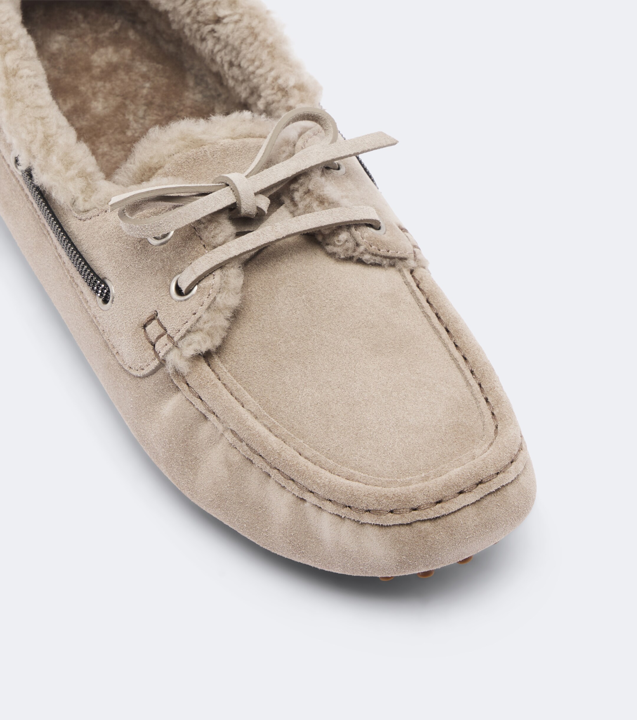 Brunello Cucinelli Brunello Cucinelli Monili shearling-lined suede boat shoes
