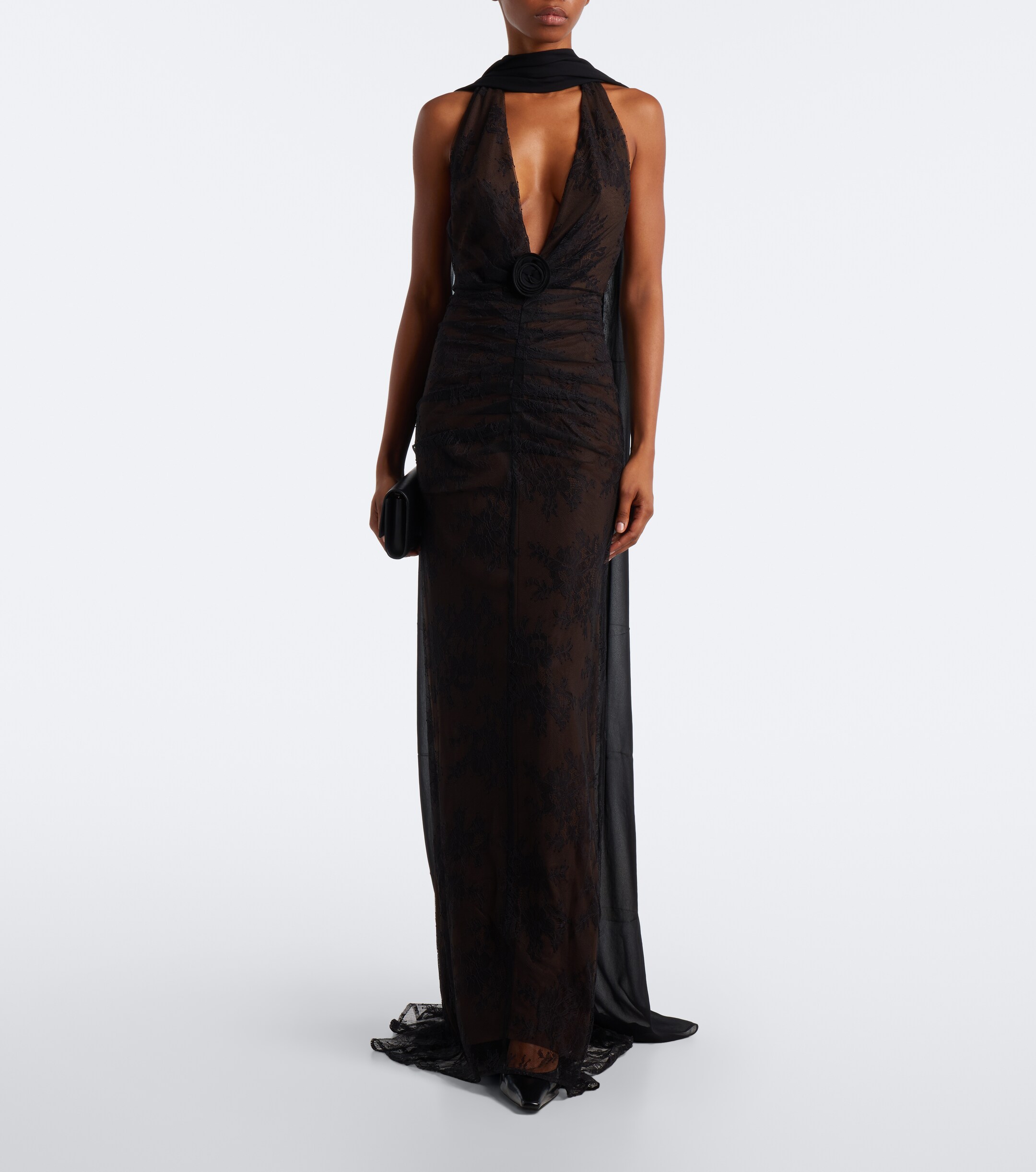 DE LA VALI De La Vali Amora gathered open-back lace tulle gown