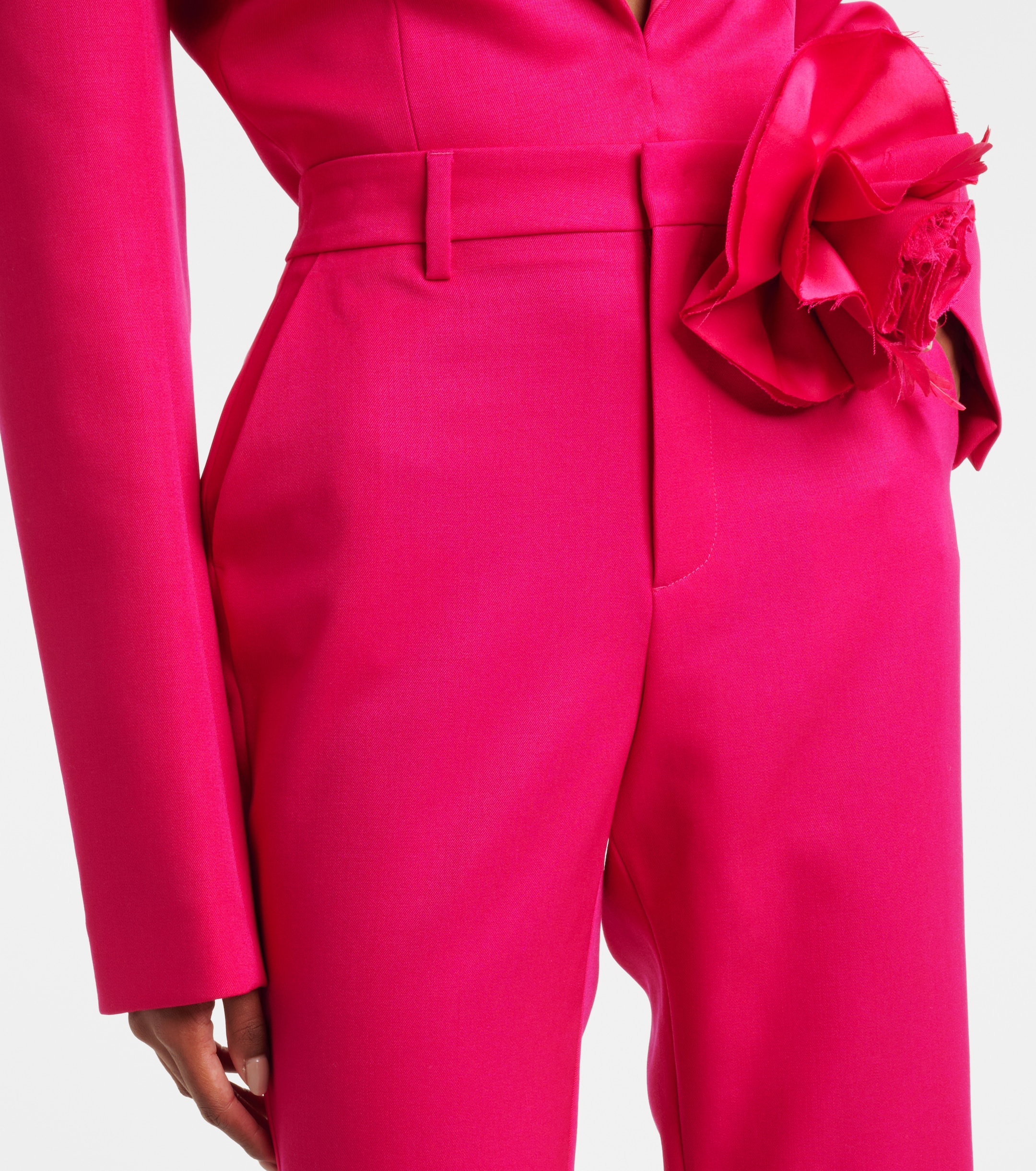 Area Floral-appliqué wool capri pants