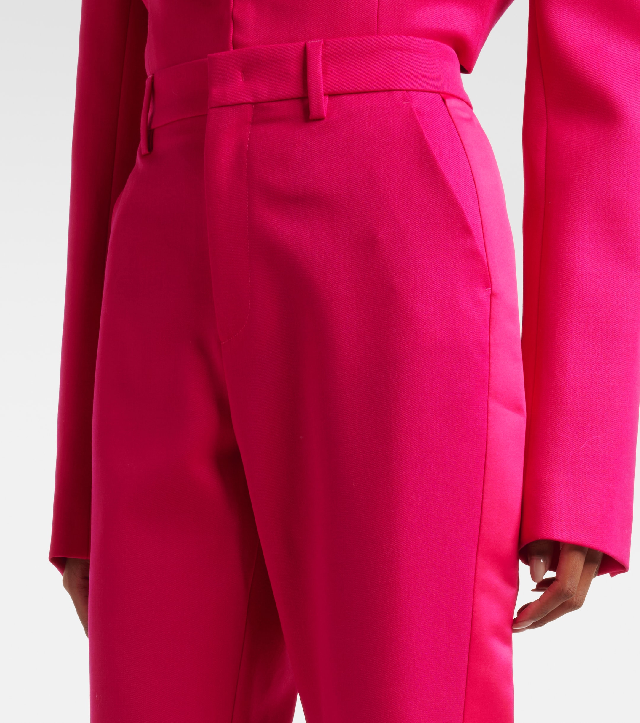 Area Floral-appliqué wool capri pants