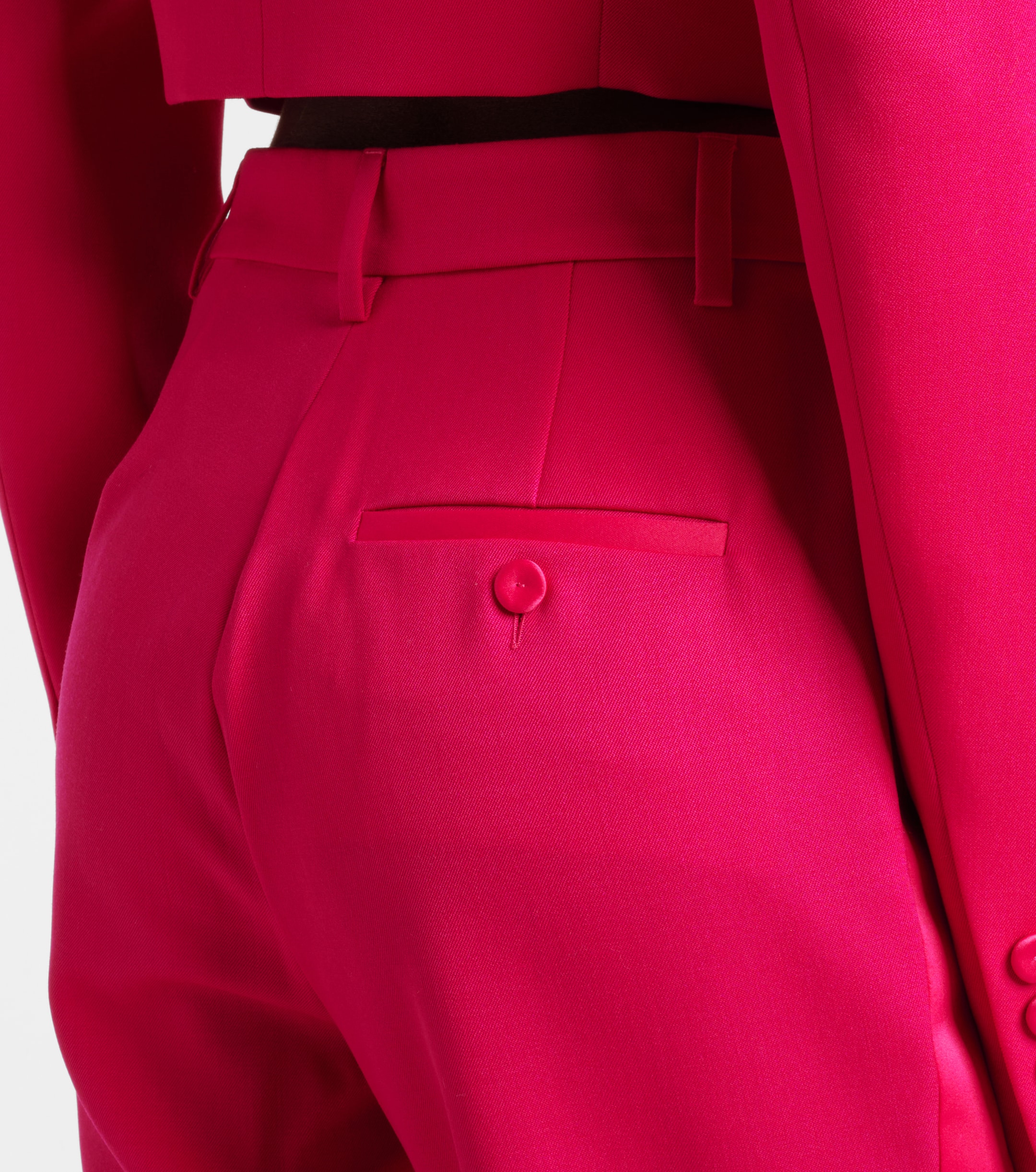 Area Floral-appliqué wool capri pants