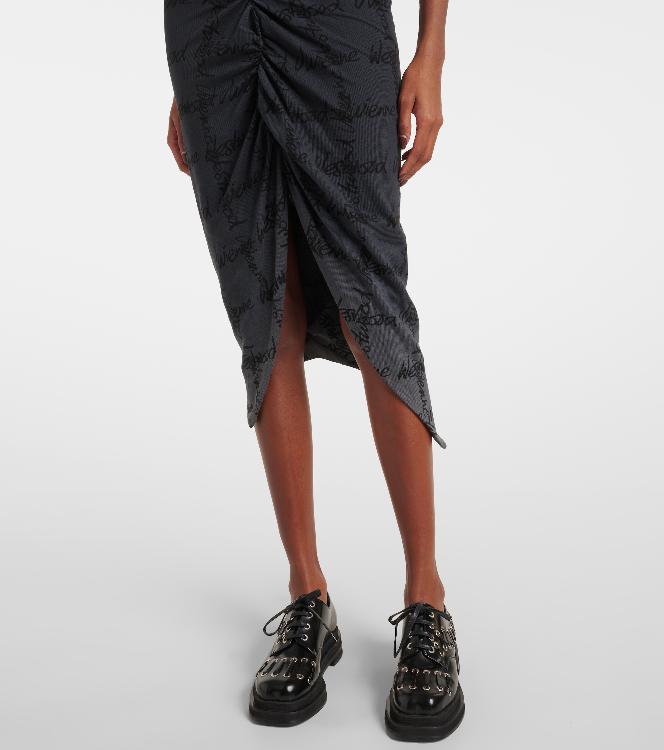 Vivienne Westwood Pulling gathered cotton piqué midi dress thumbnail