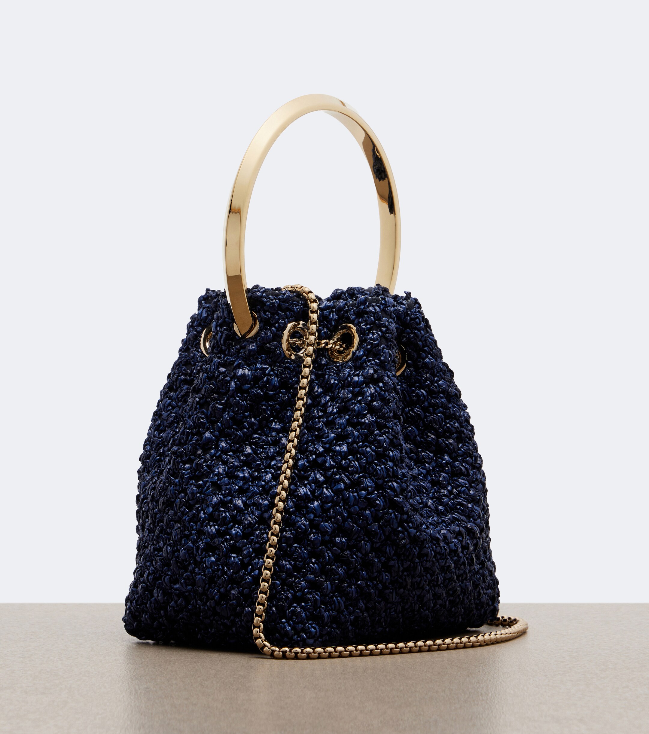 JIMMY CHOO Bon Bon raffia-effect bucket bag