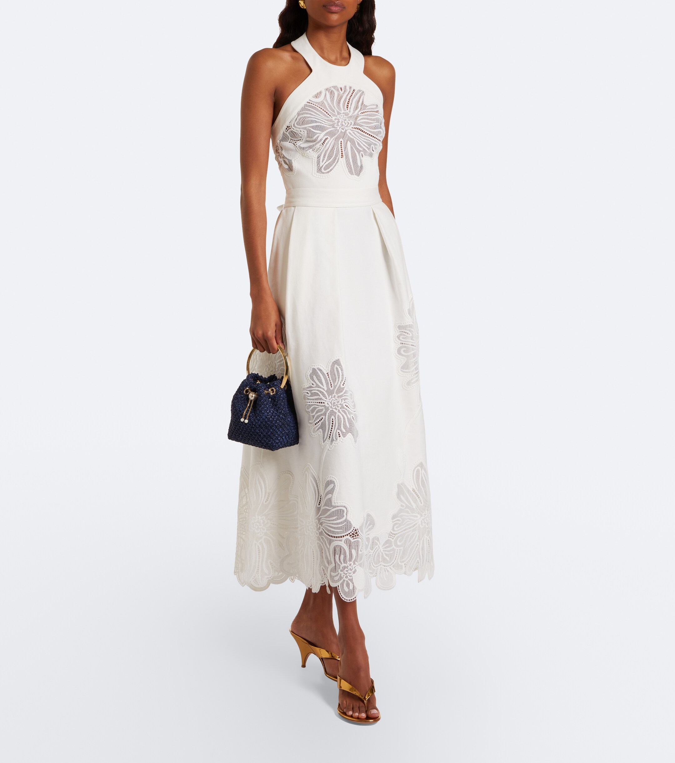 JIMMY CHOO Bon Bon raffia-effect bucket bag