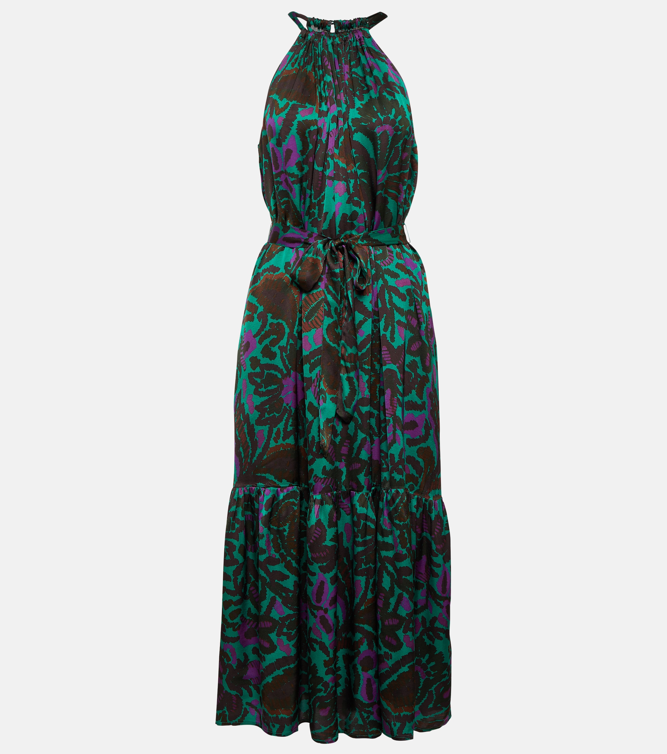 Velvet Kareese printed satin midi dress thumbnail