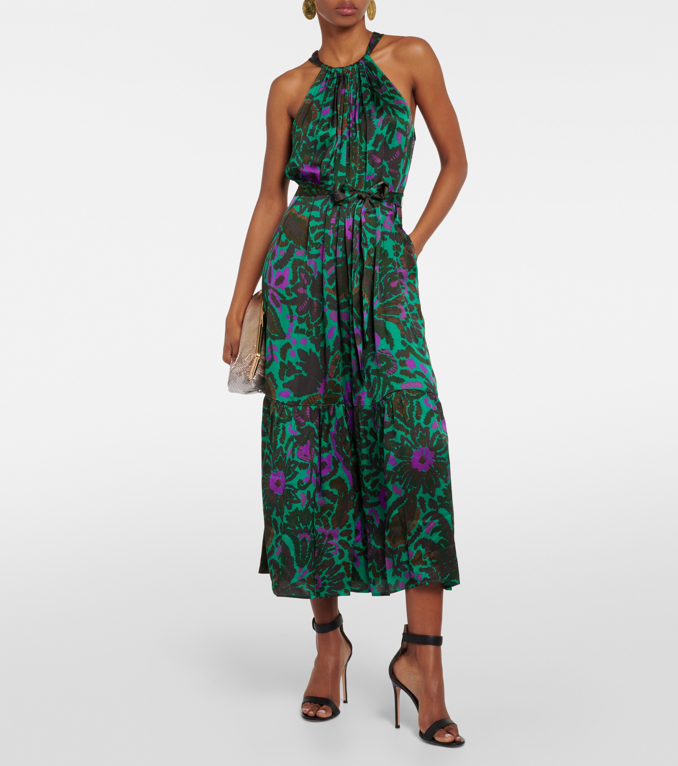 Velvet Kareese printed satin midi dress