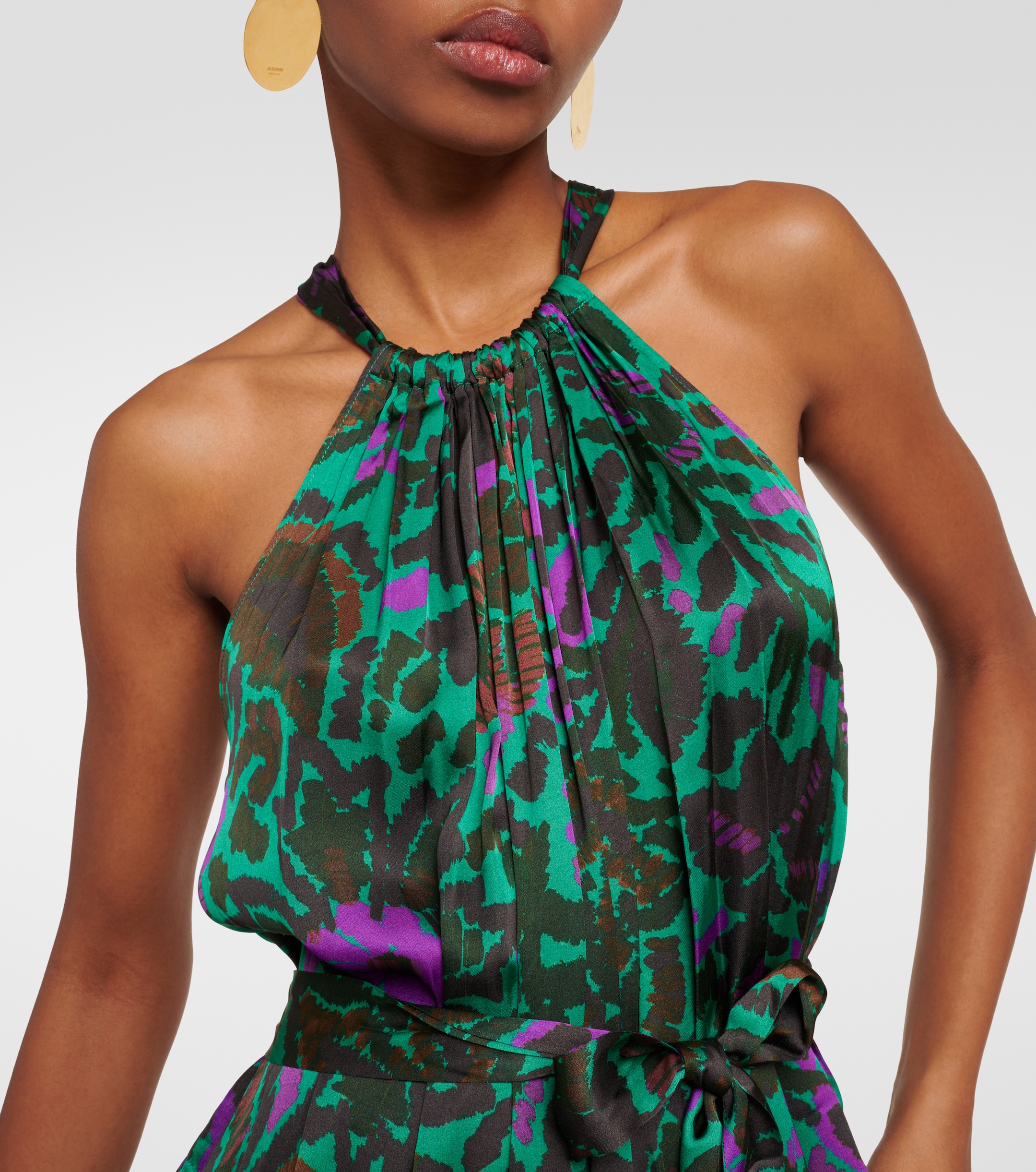 Velvet Kareese printed satin midi dress thumbnail