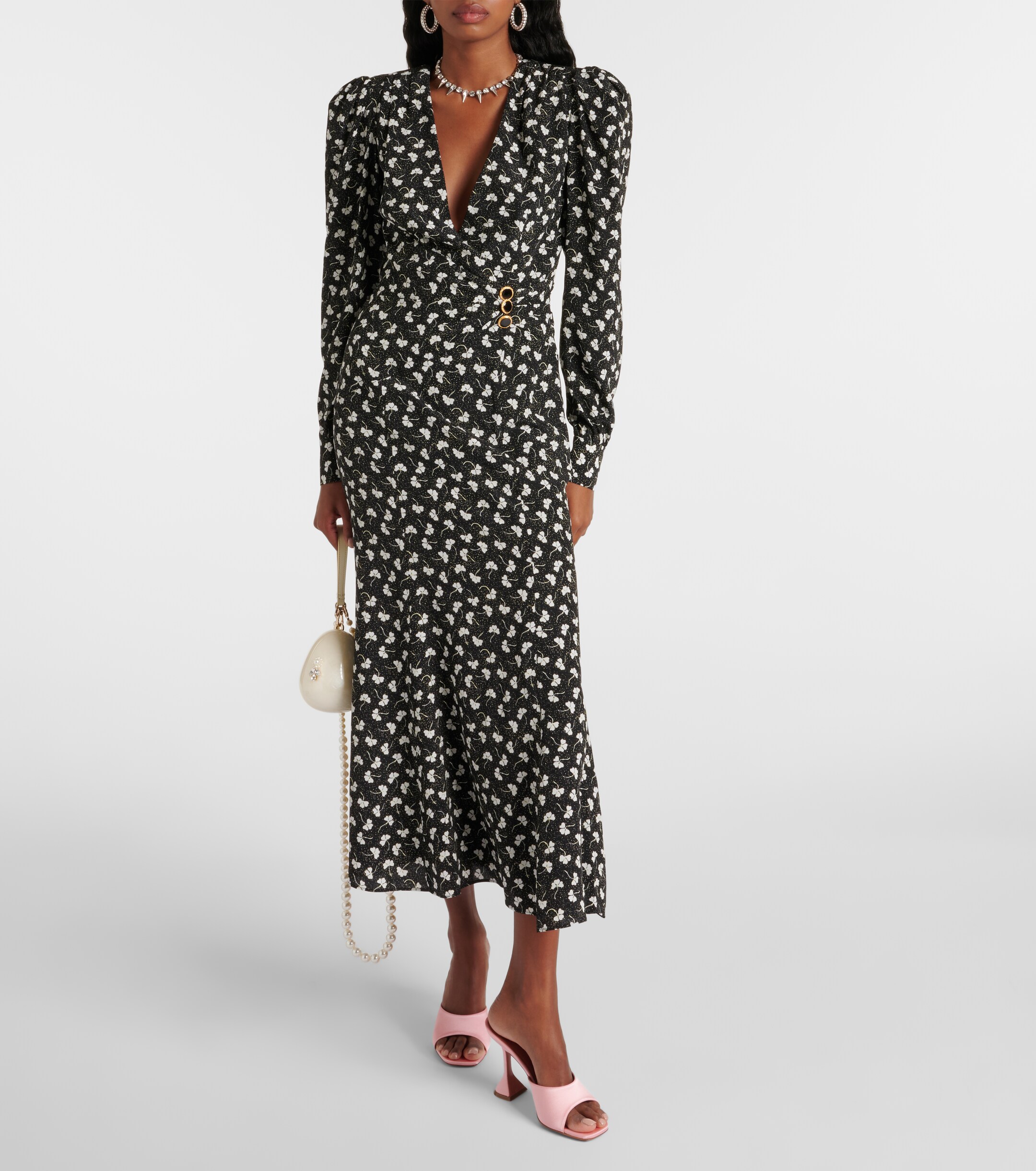 Alessandra Rich - Printed silk midi dress | Plush