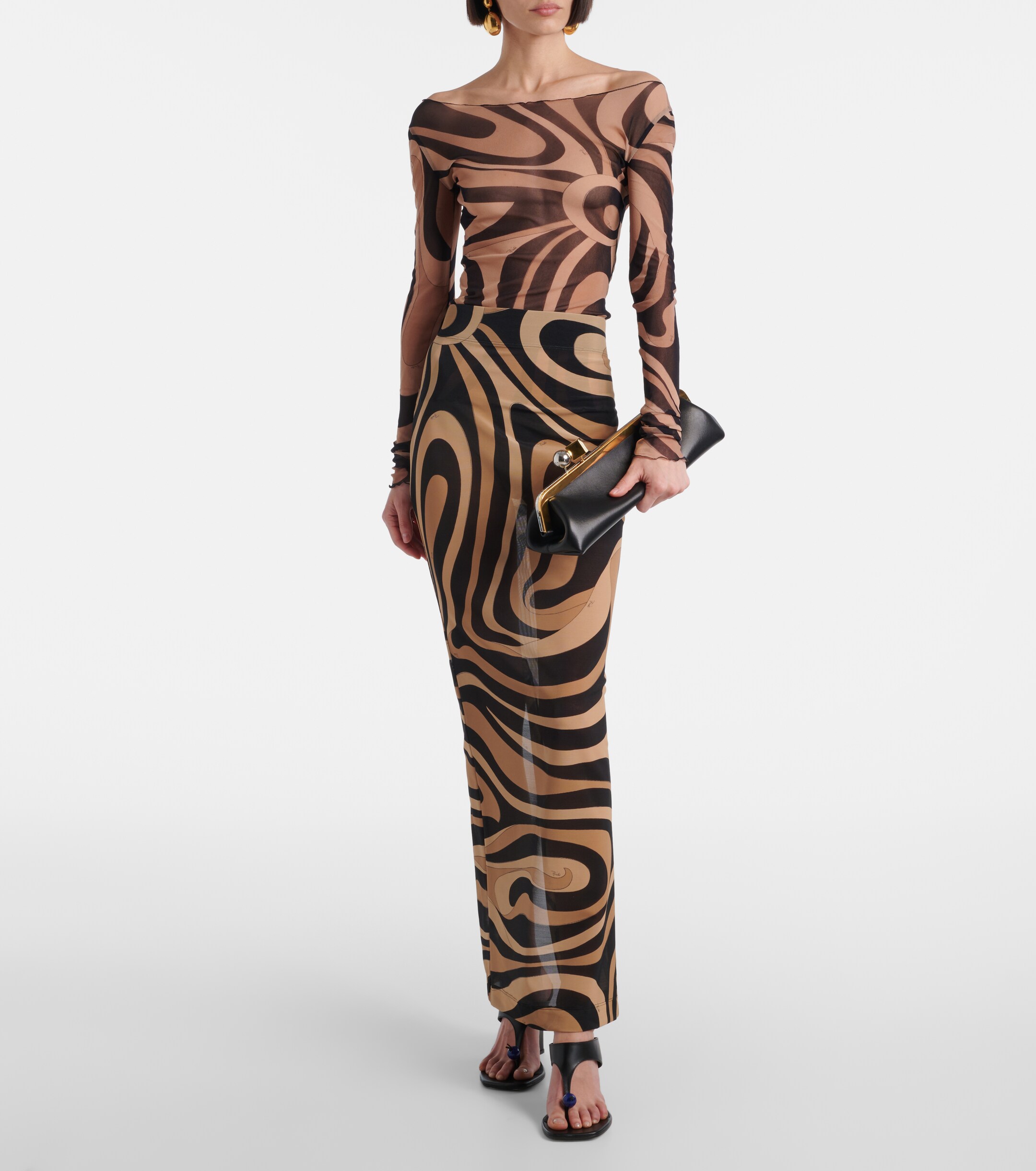 Pucci Printed semi-sheer maxi skirt