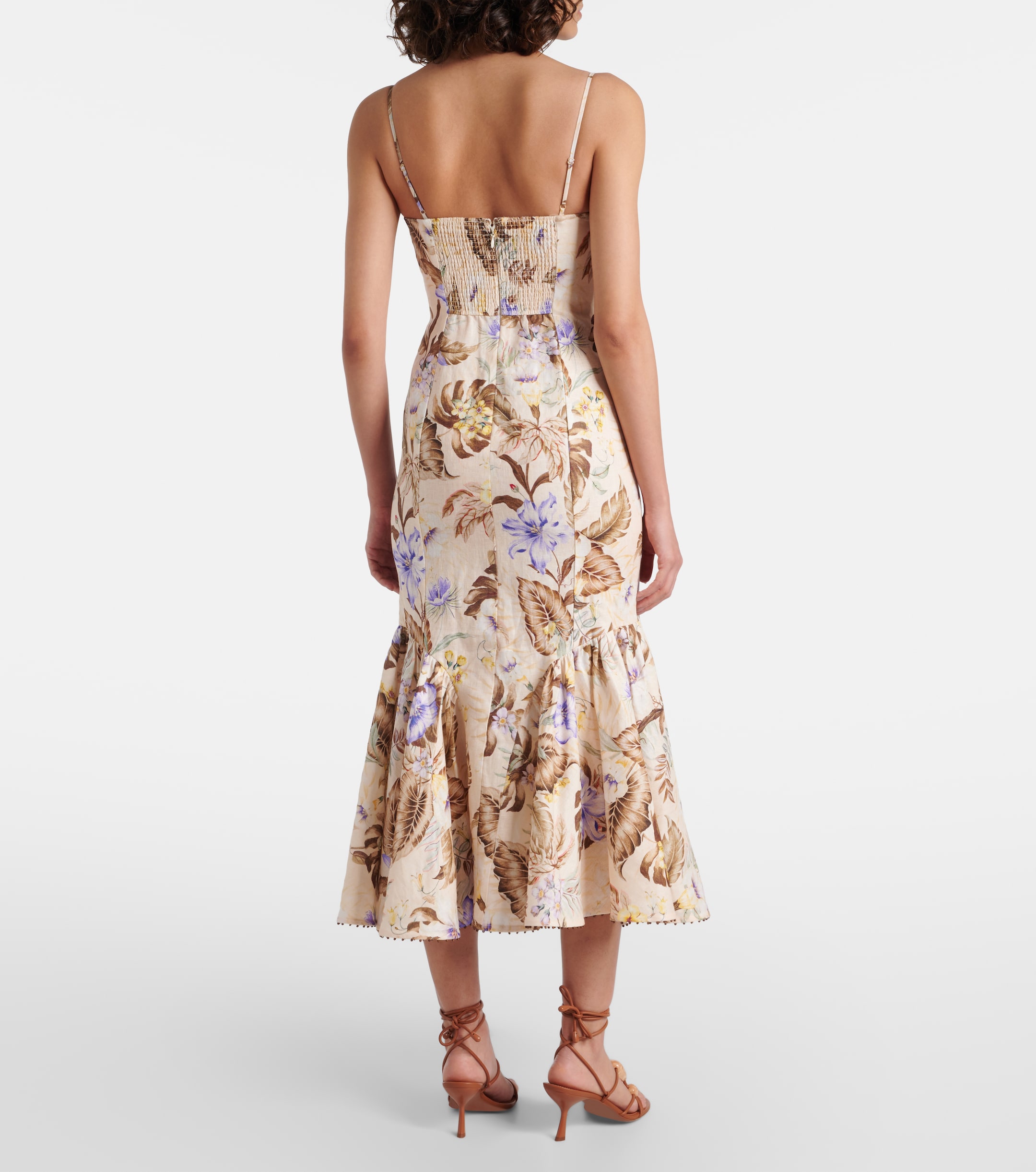 Zimmermann - Coco bow-detail floral linen midi dress | Plush