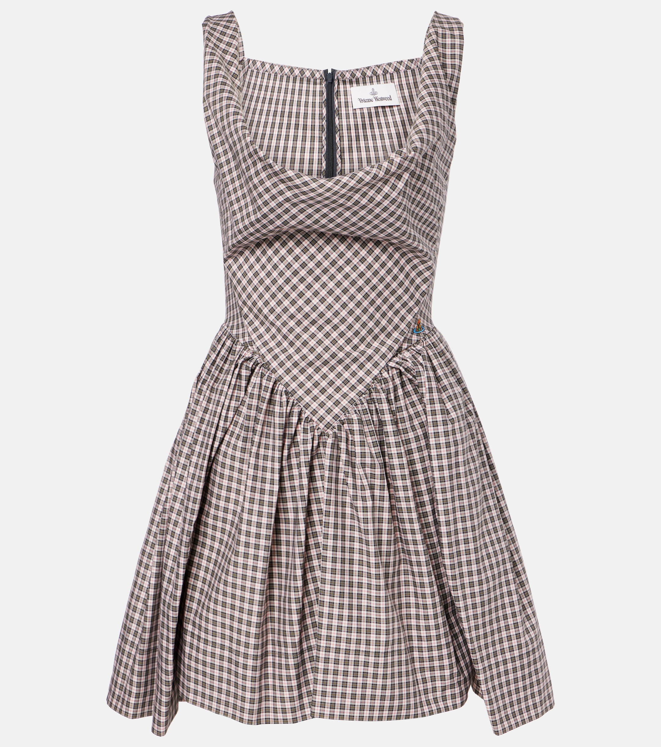 Vivienne Westwood Mini Sunday checked draped cocktail dress
