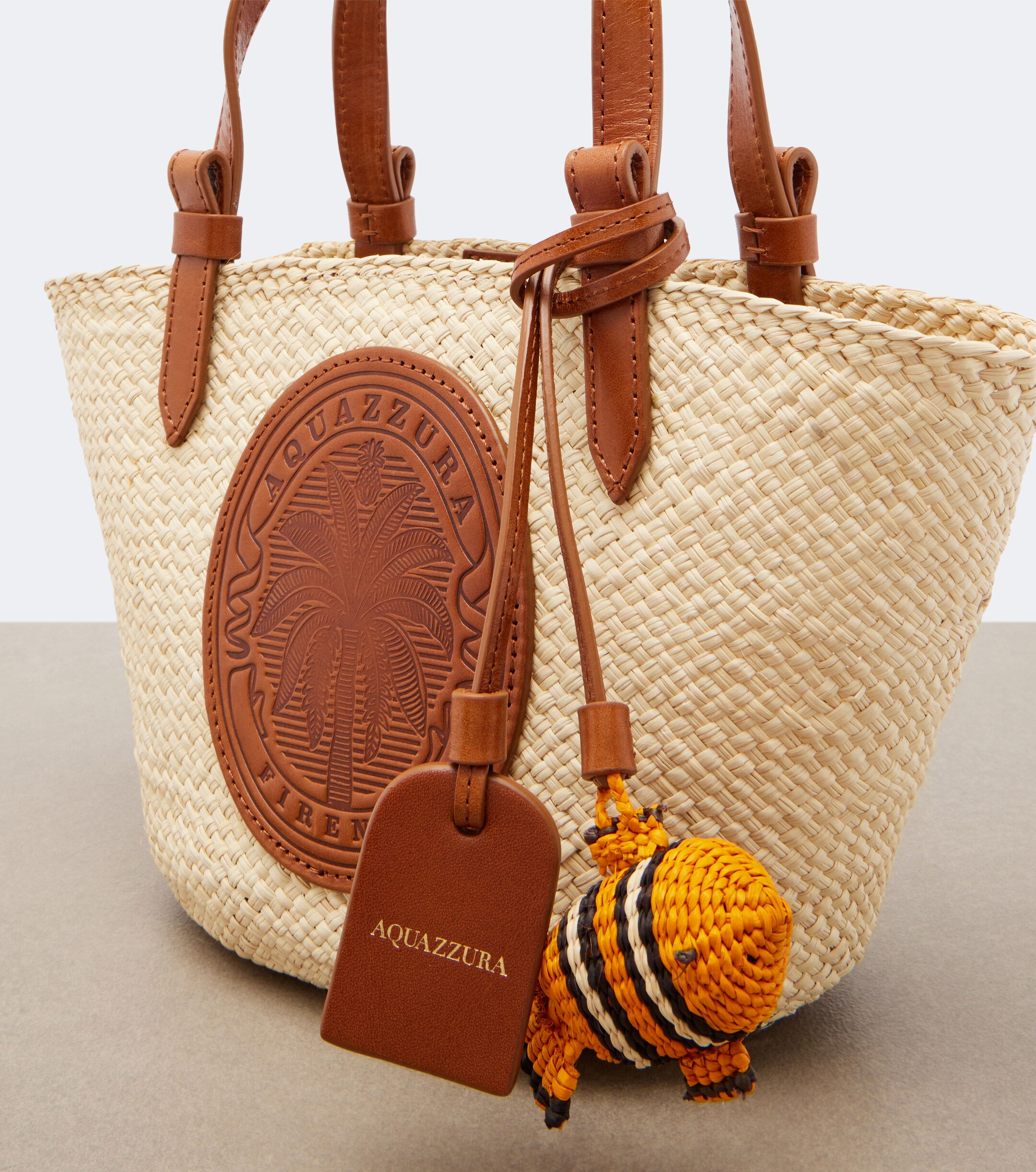 AQUAZZURA Tropical Mini raffia top-handle bag