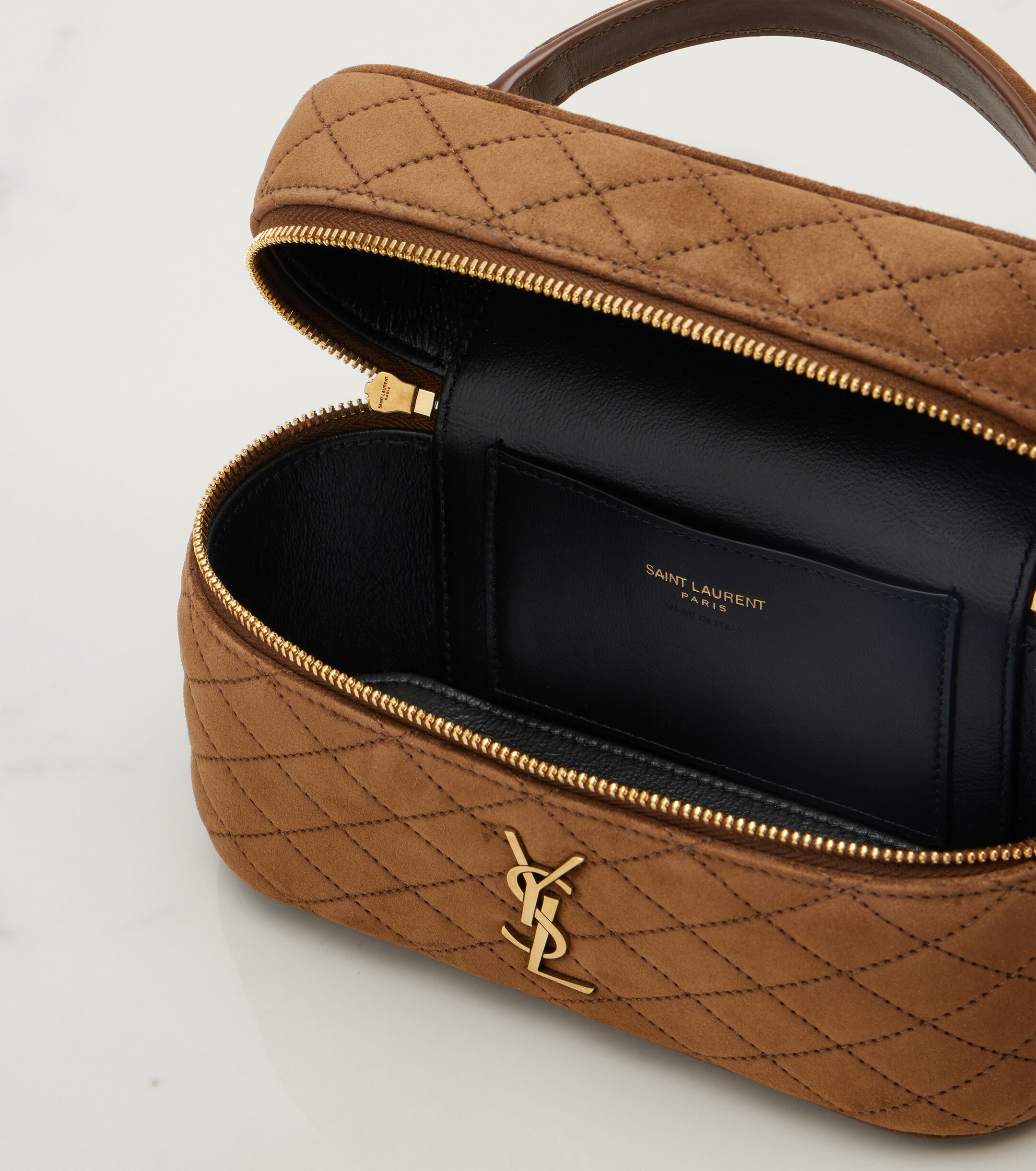Saint Laurent Gaby Mini quilted suede vanity bag