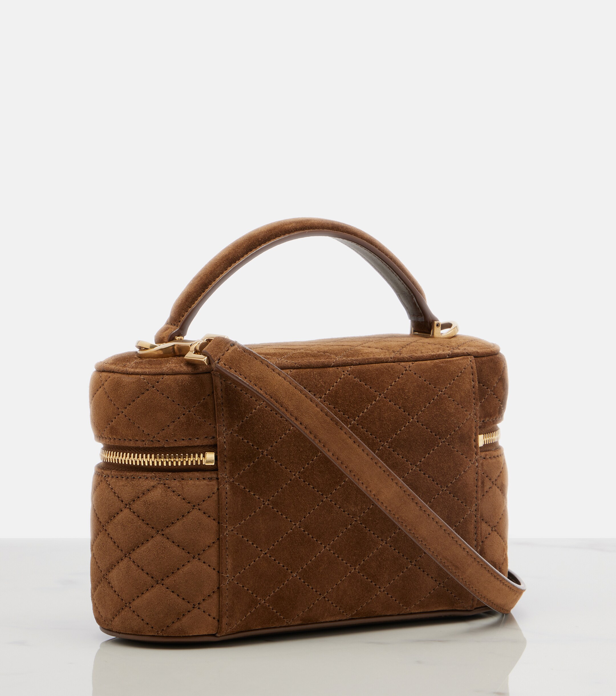 Saint Laurent Gaby Mini quilted suede vanity bag
