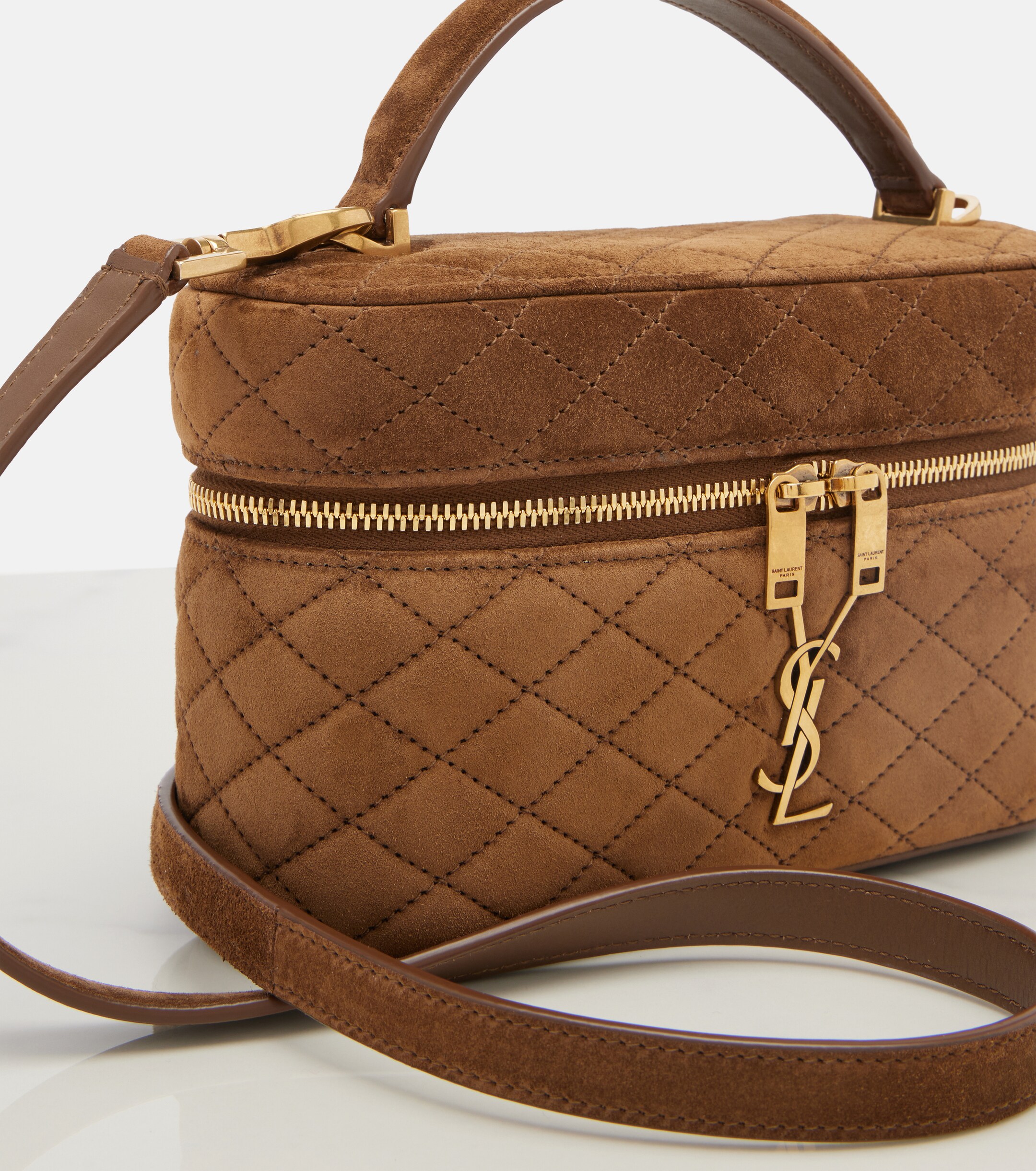Saint Laurent Gaby Mini quilted suede vanity bag