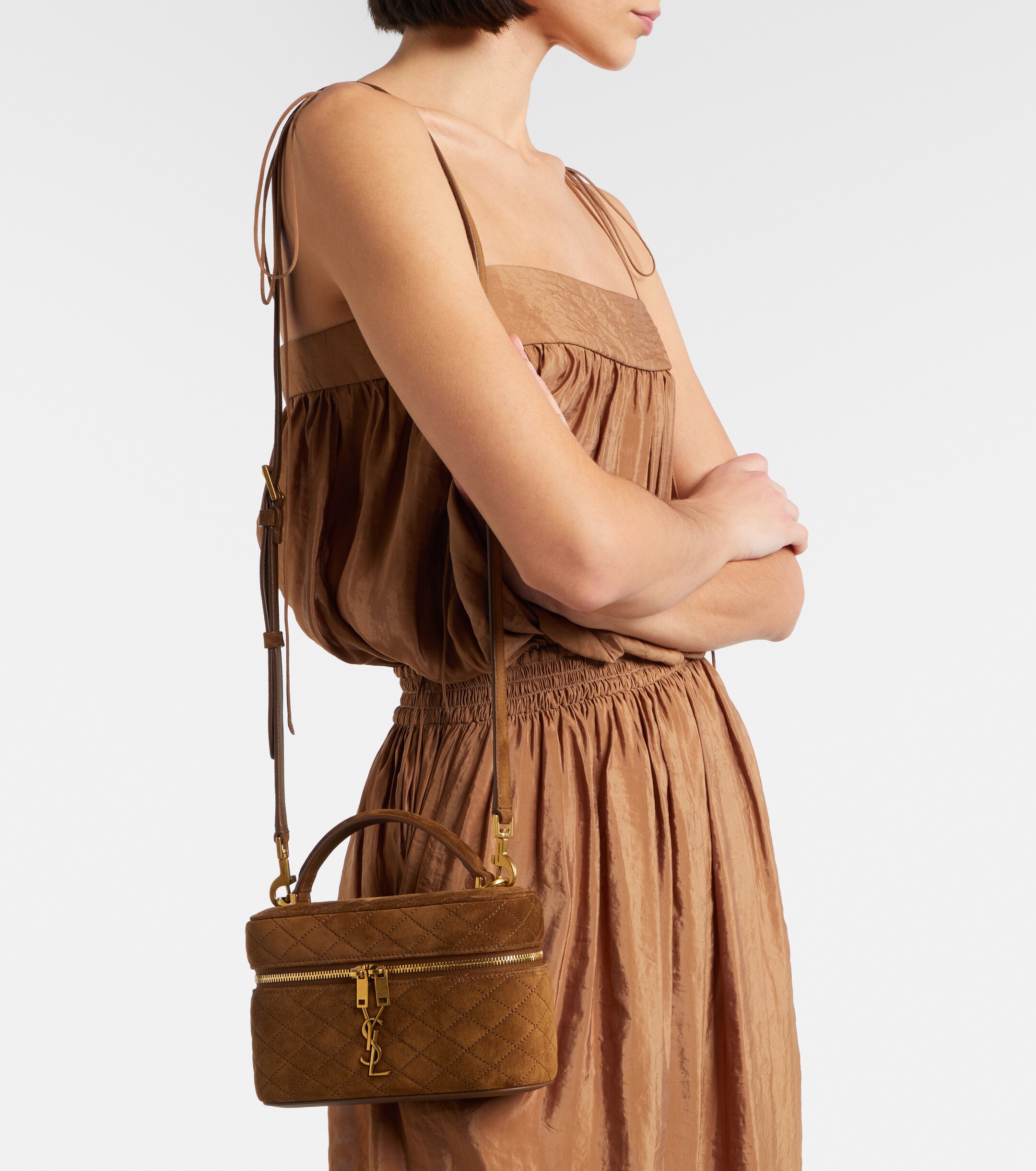 Saint Laurent Gaby Mini quilted suede vanity bag