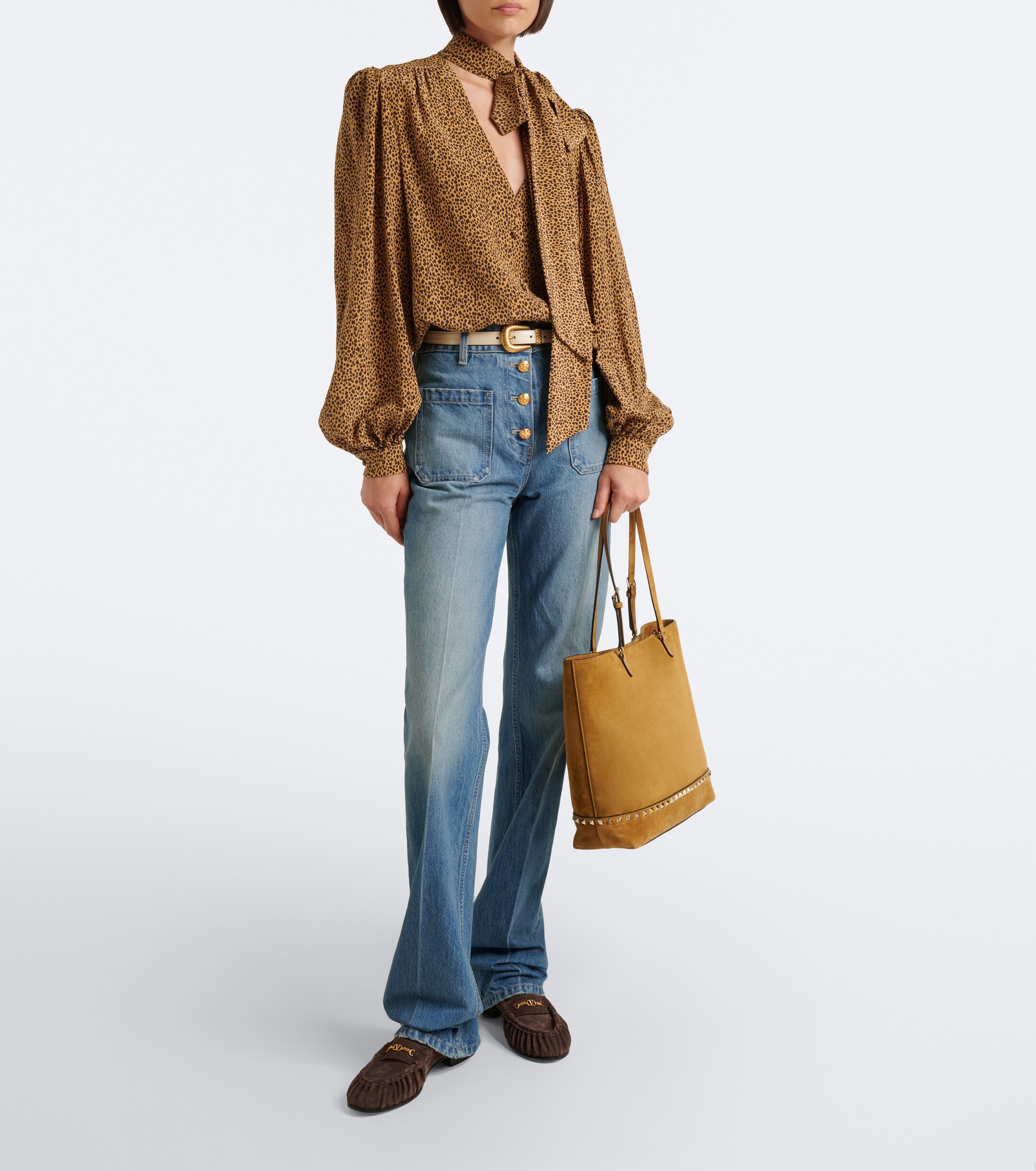 Valentino Garavani Rockstud Medium suede tote bag thumbnail