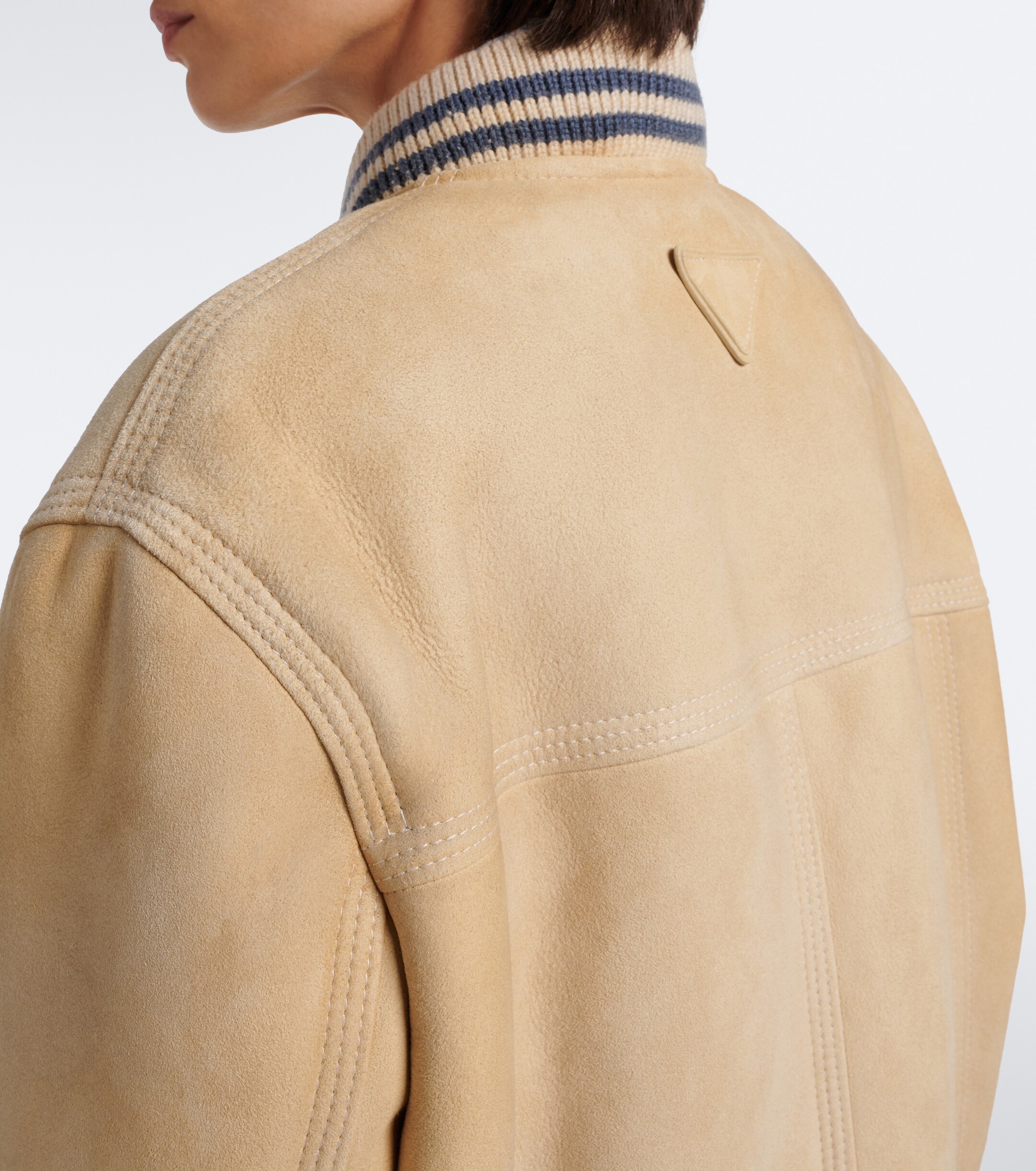 Prada Prada Wool-trimmed shearling bomber jacket