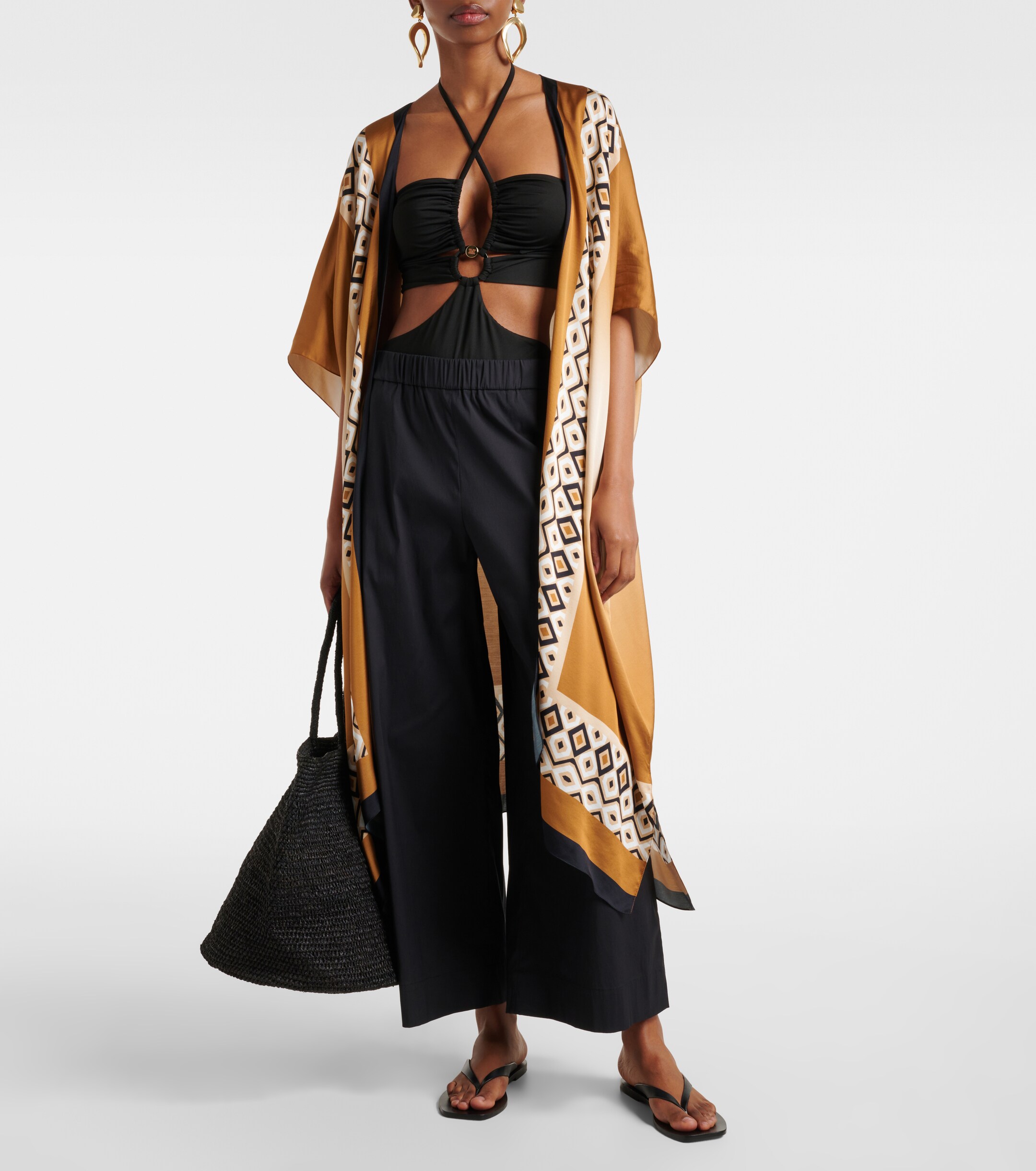 Max Mara Rio high-rise cotton-blend wide-leg pants