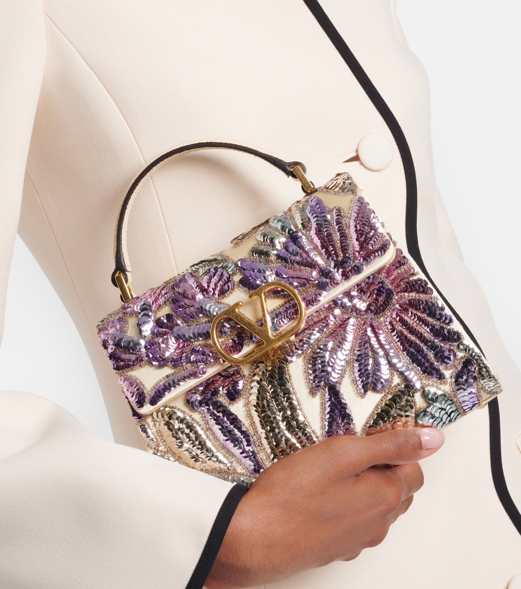 Valentino Garavani VSling Mini sequined satin top-handle bag thumbnail