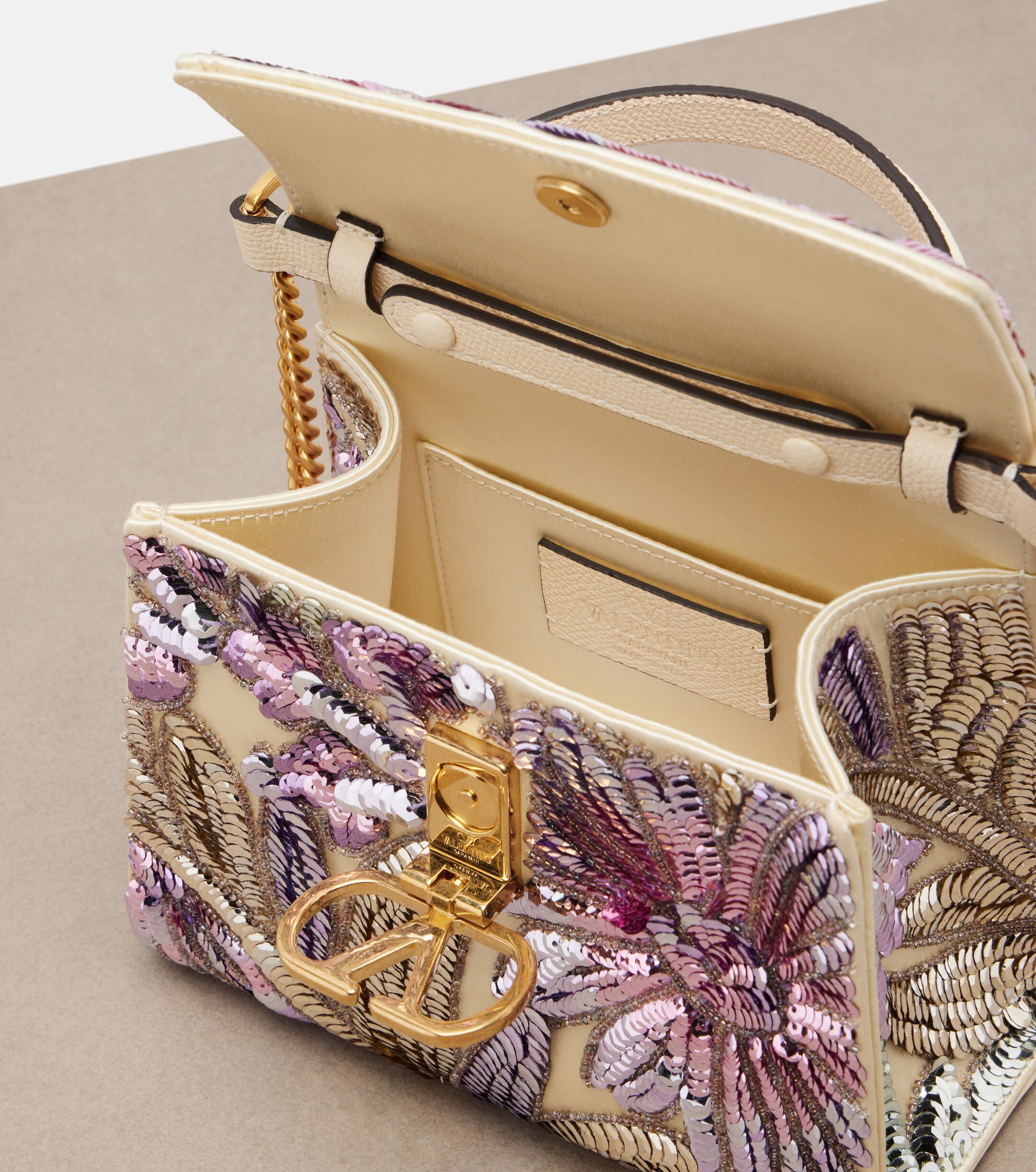 Valentino Garavani VSling Mini sequined satin top-handle bag thumbnail