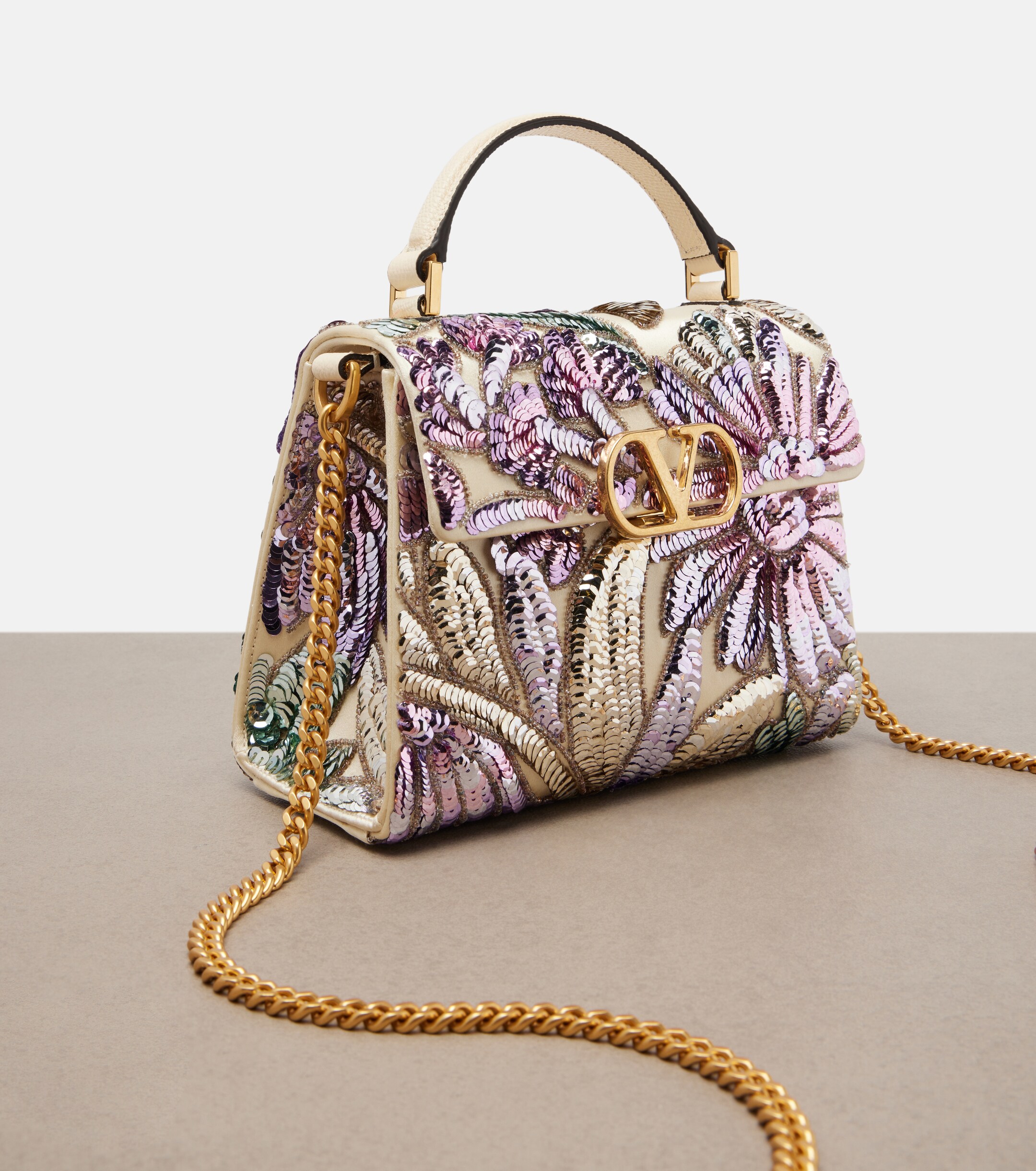 Valentino Garavani VSling Mini sequined satin top-handle bag thumbnail