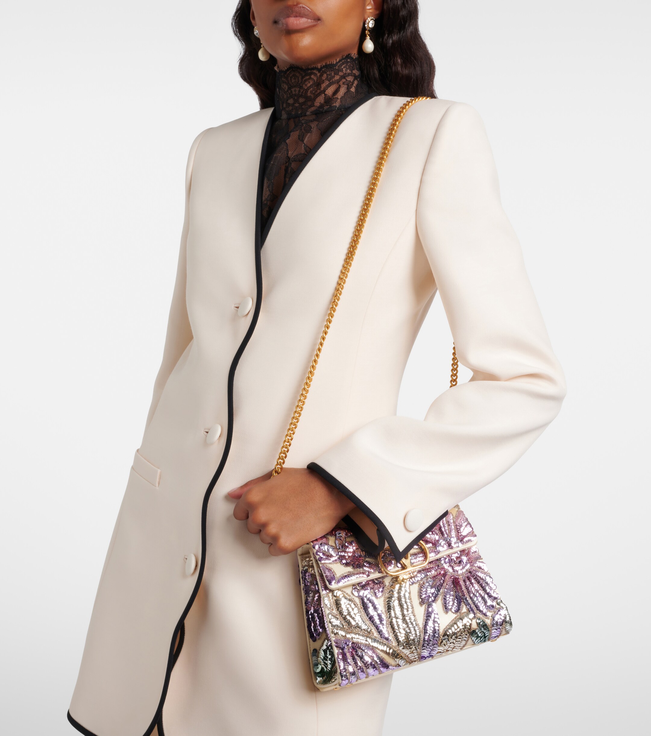 Valentino Garavani VSling Mini sequined satin top-handle bag thumbnail