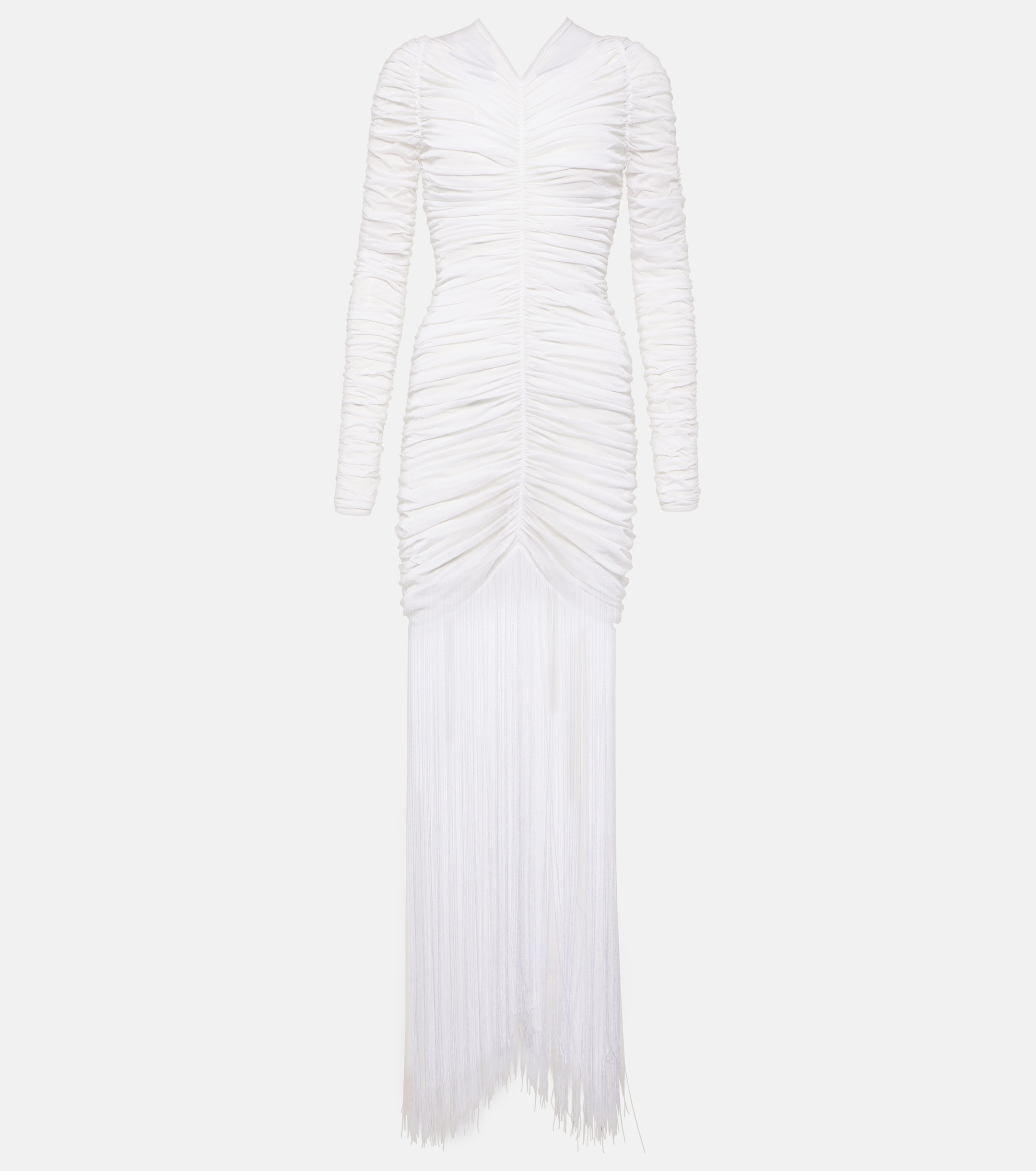 KHAITE Guisa fringed shirred silk-blend gown