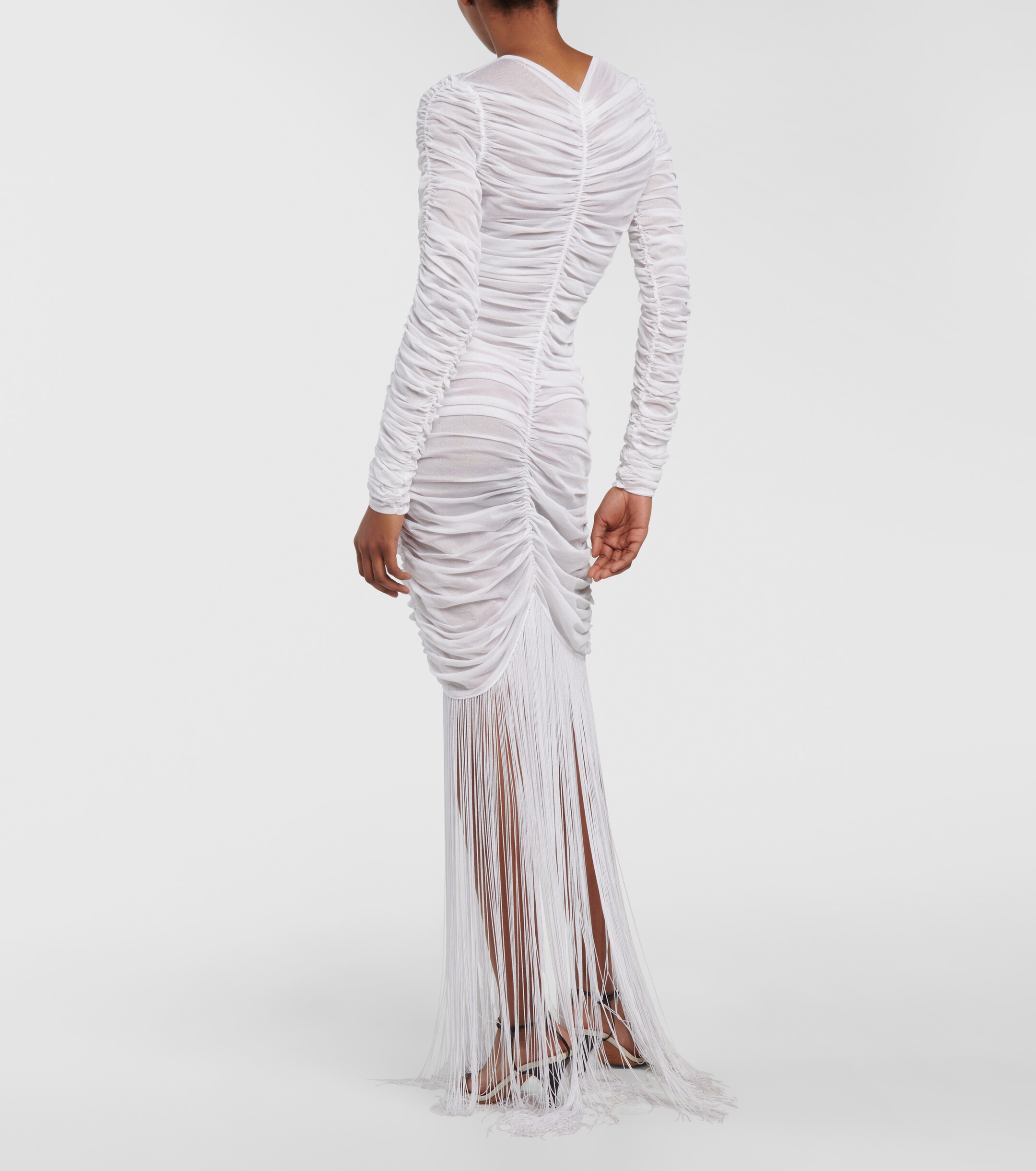 KHAITE Guisa fringed shirred silk-blend gown
