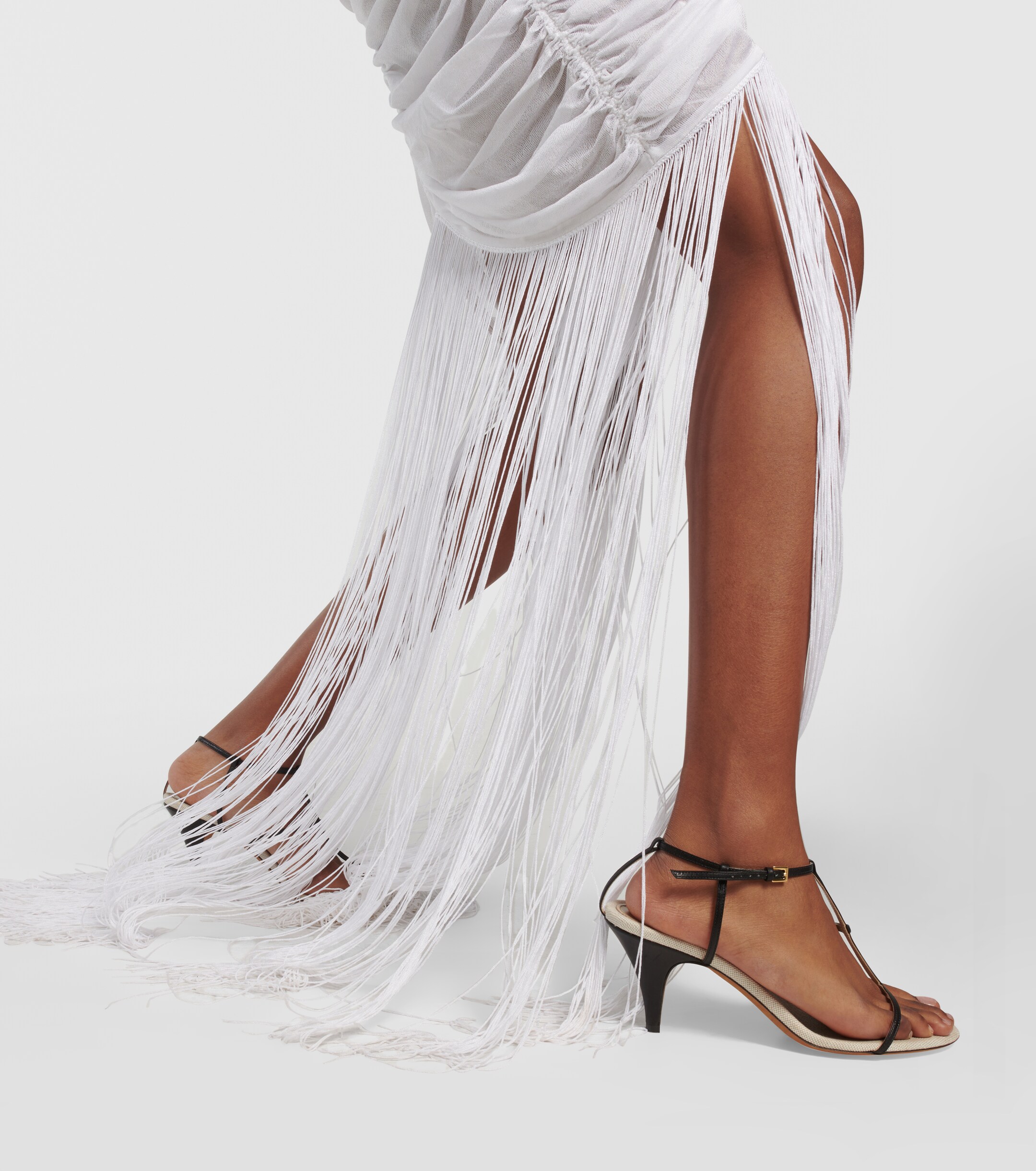 KHAITE Guisa fringed shirred silk-blend gown