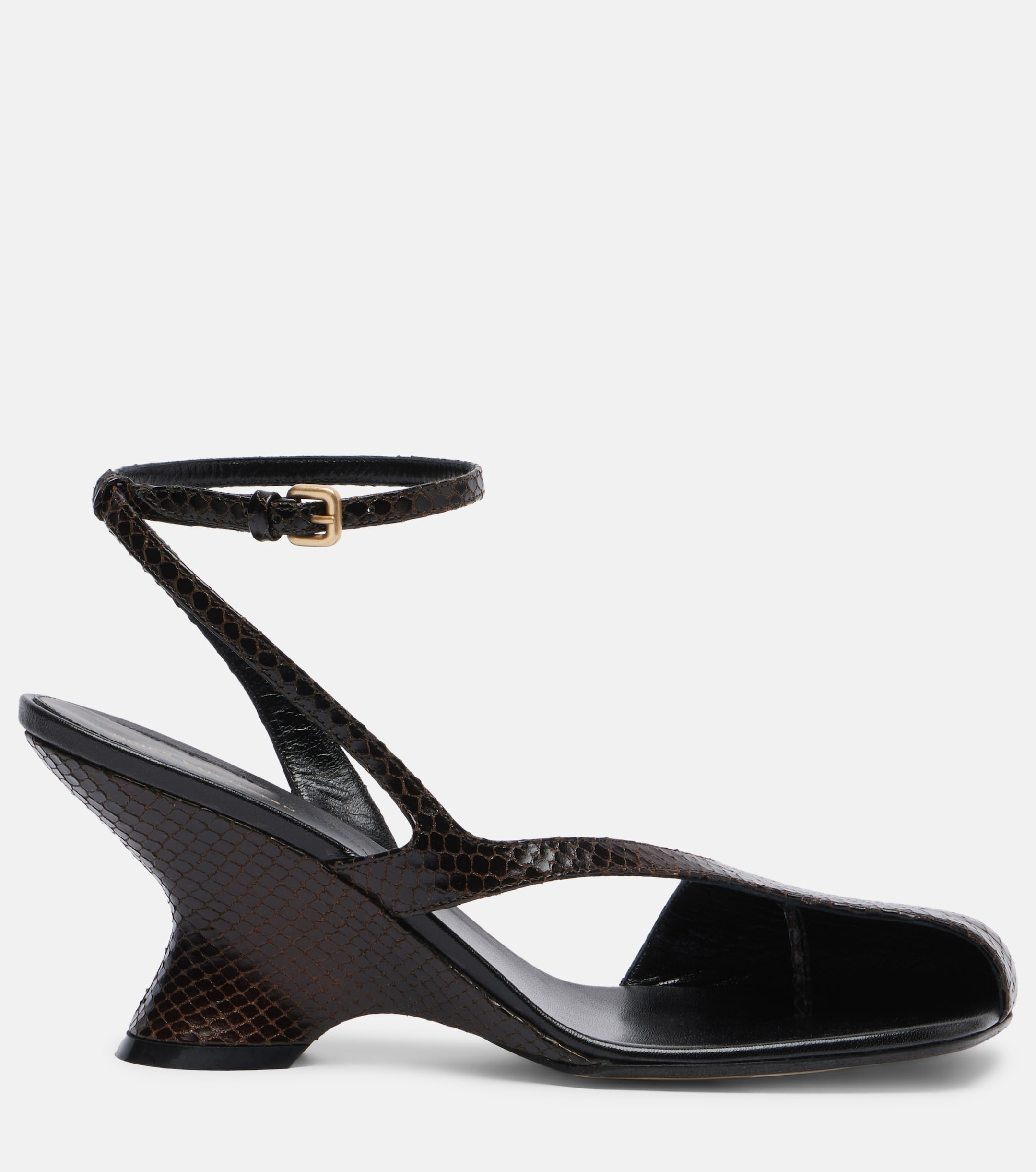 Dries Van Noten Snake-effect 75 leather wedge sandals thumbnail