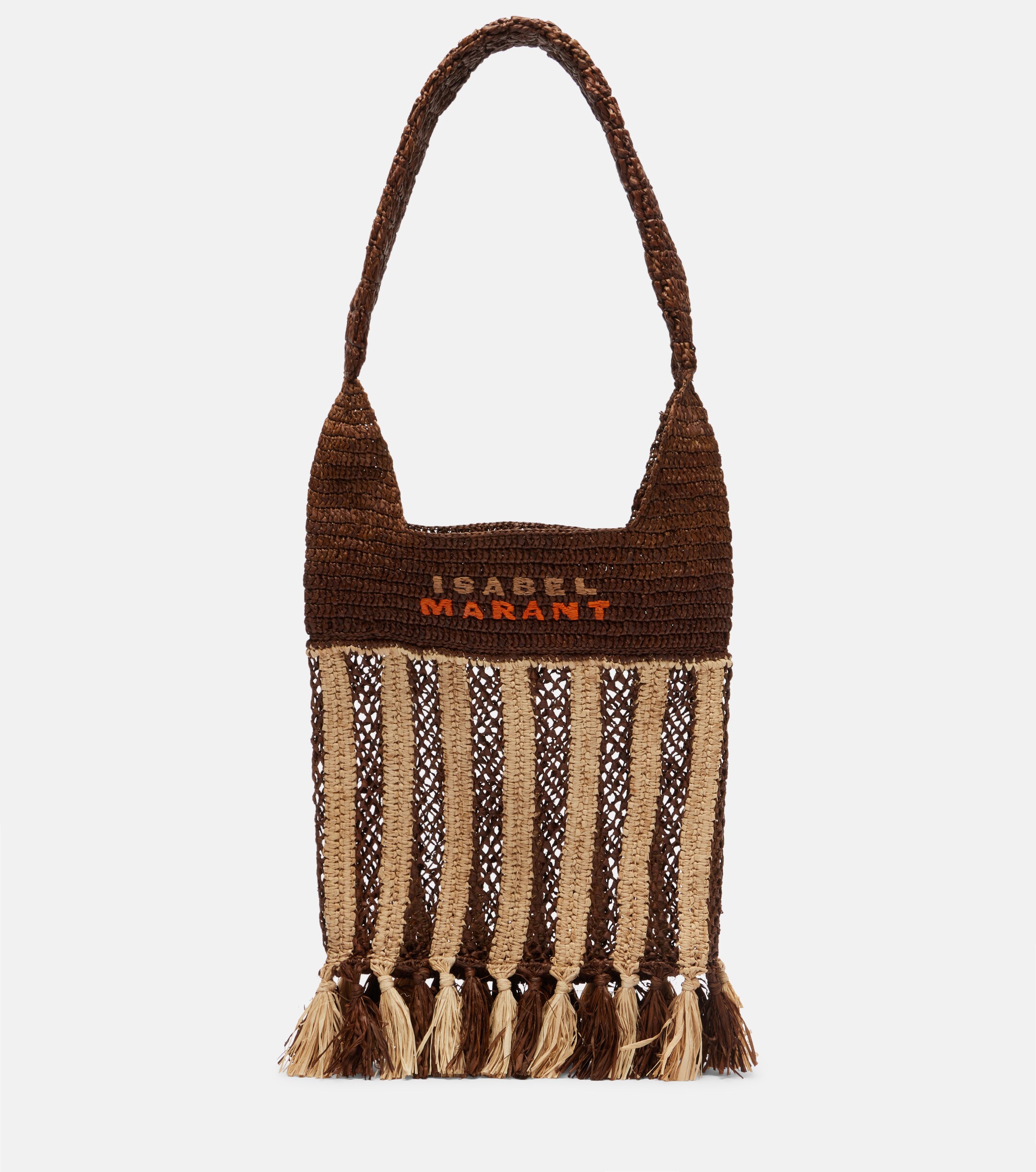 Isabel Marant Praia striped raffia tote bag