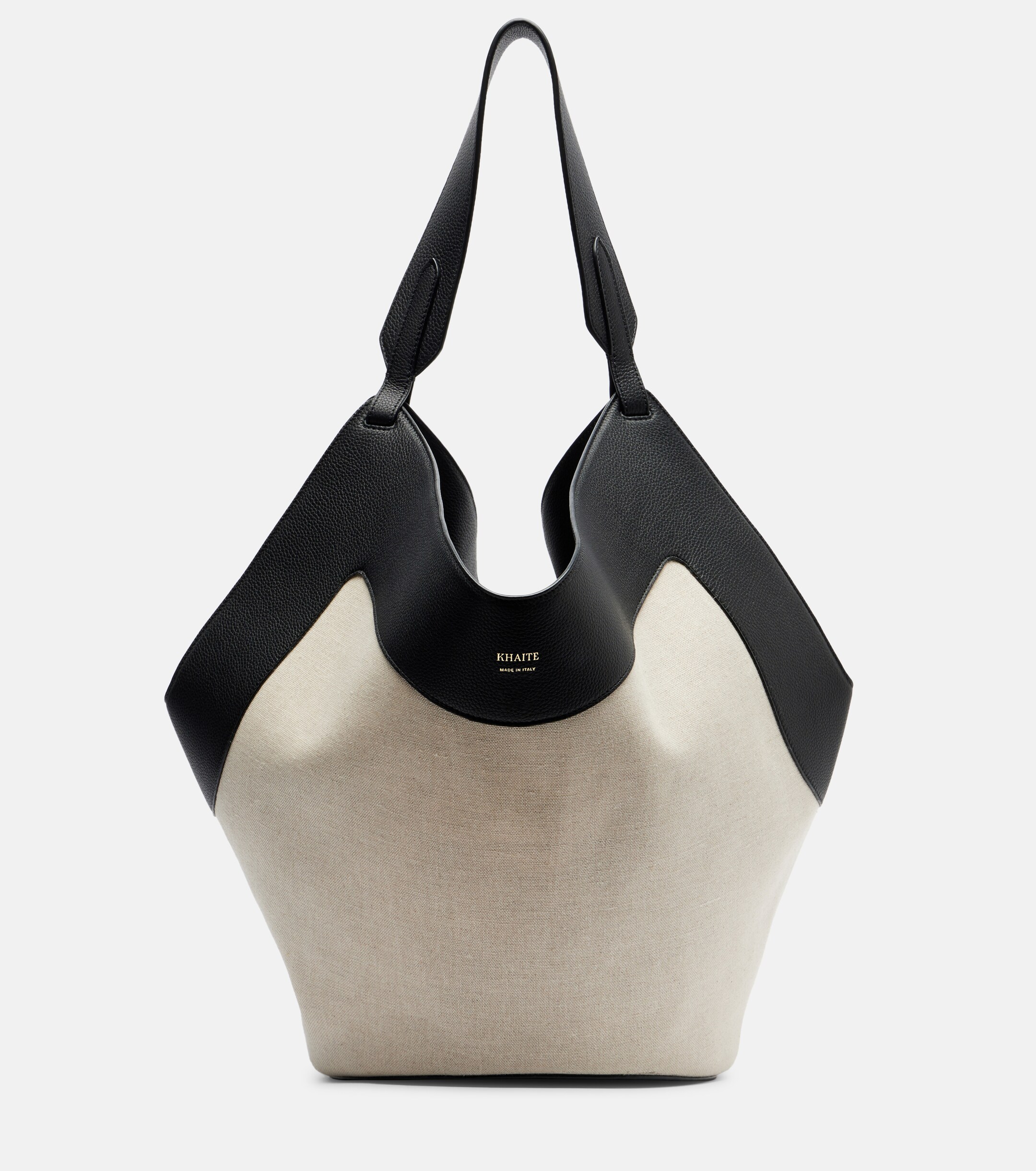 KHAITE Lotus Medium leather-trimmed canvas tote bag