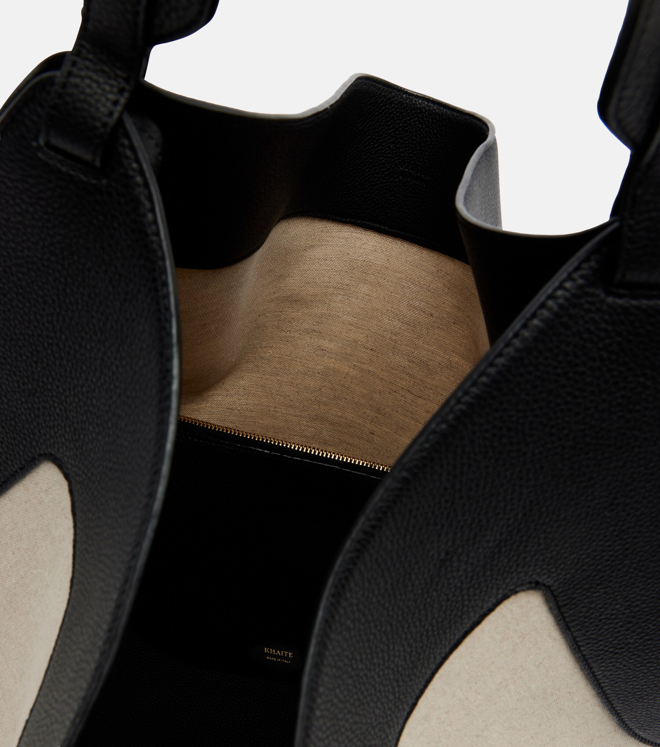 KHAITE Lotus Medium leather-trimmed canvas tote bag
