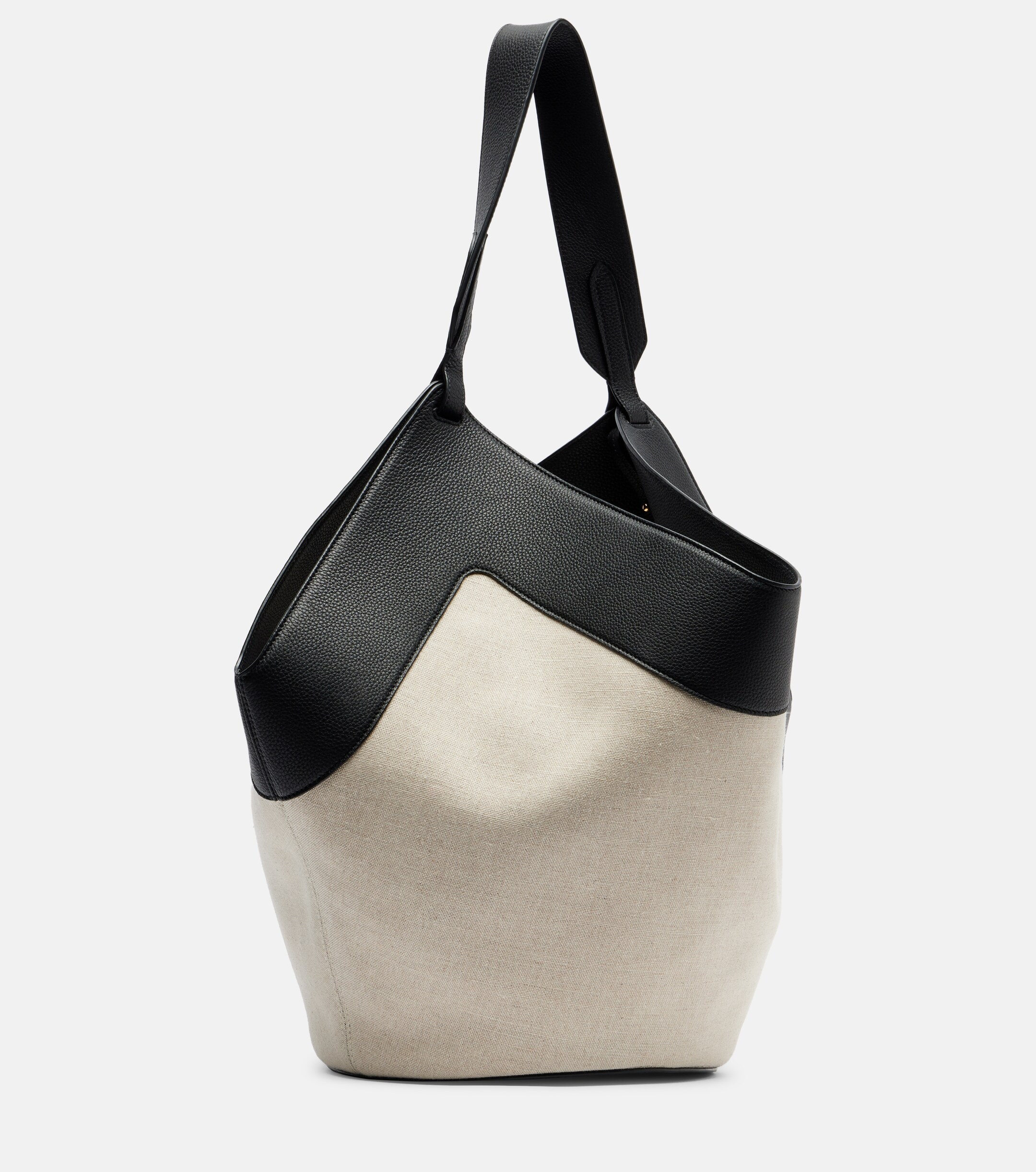 KHAITE Lotus Medium leather-trimmed canvas tote bag