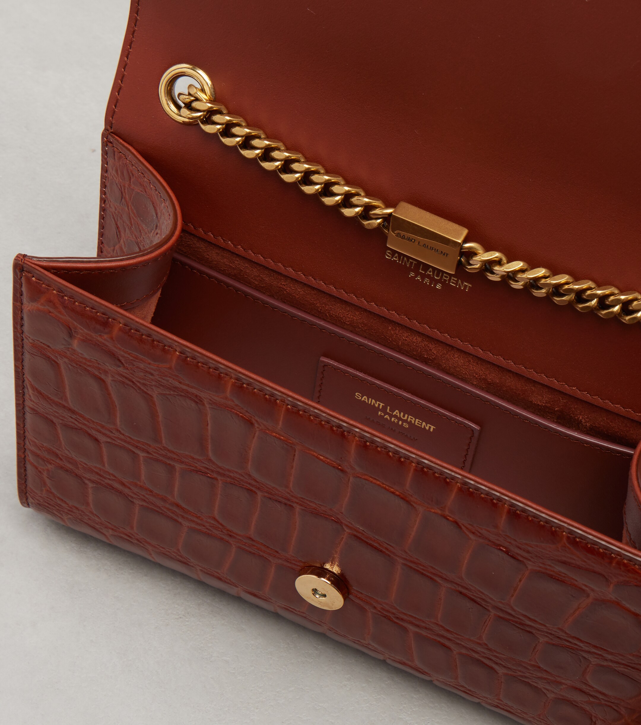Saint Laurent Kate Small croc-effect leather shoulder bag