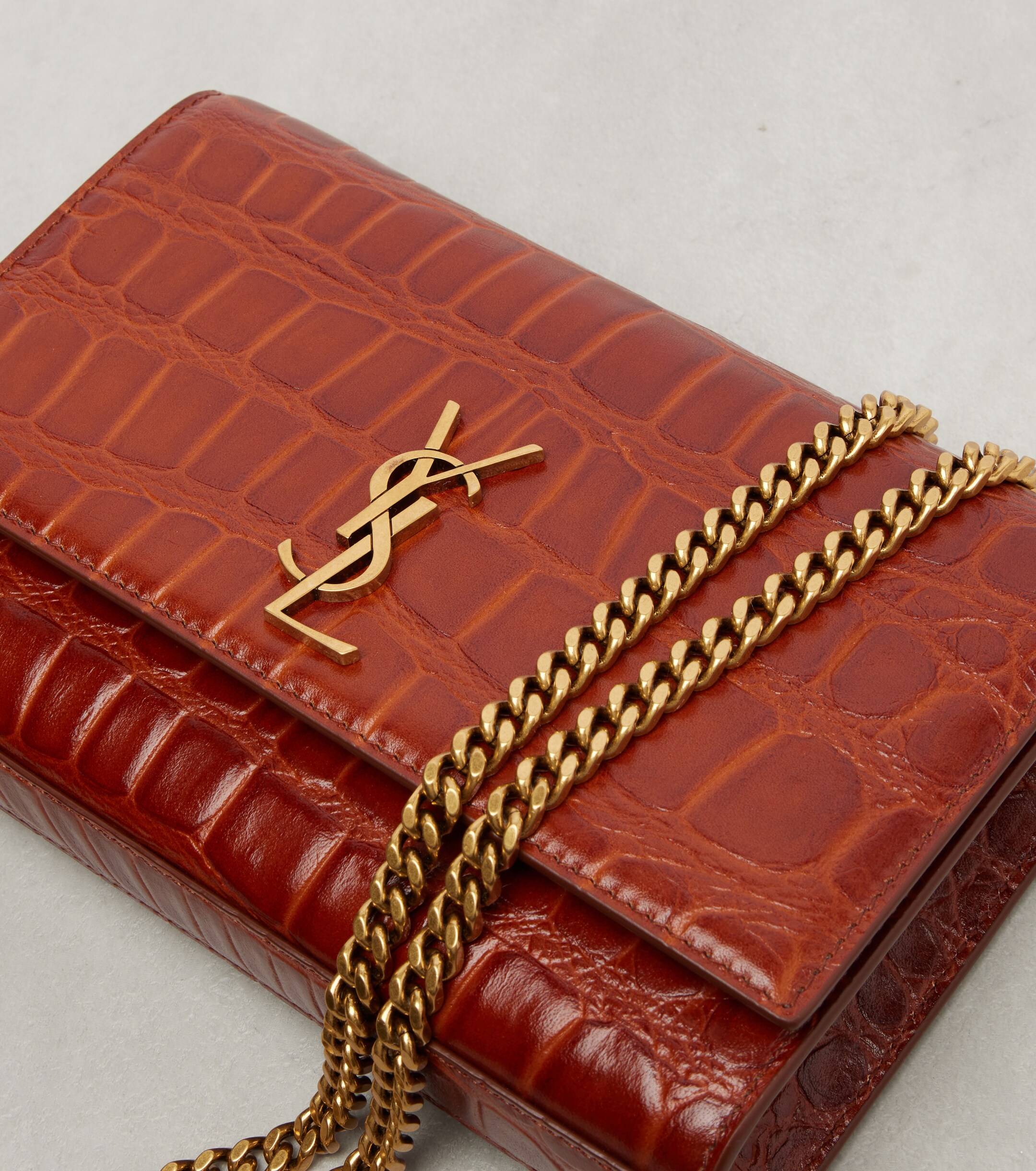 Saint Laurent Kate Small croc-effect leather shoulder bag