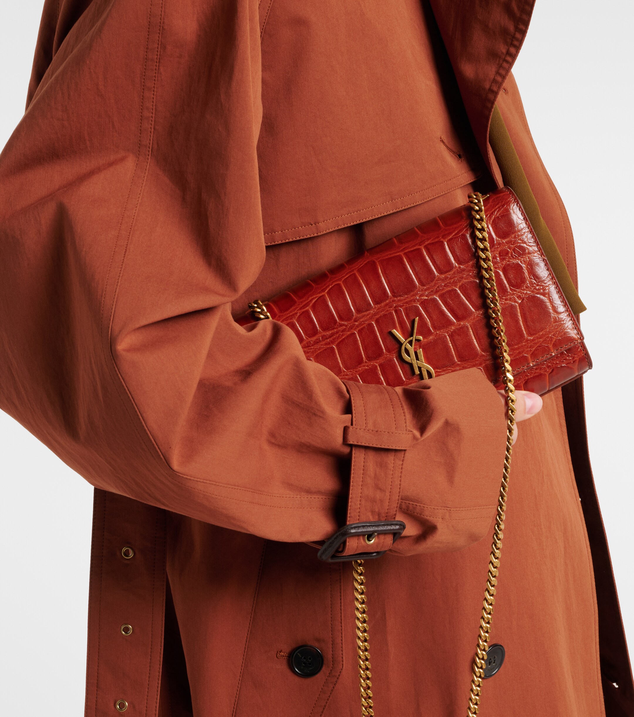Saint Laurent Kate Small croc-effect leather shoulder bag